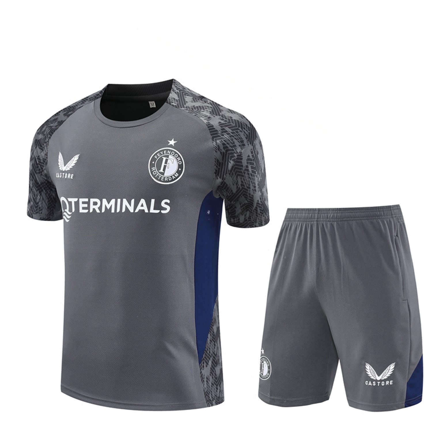 Feyenoord 25-26 Short-Sleeve Training Set - Dark Gray Top & Dark Gray Shorts - ManixJersey