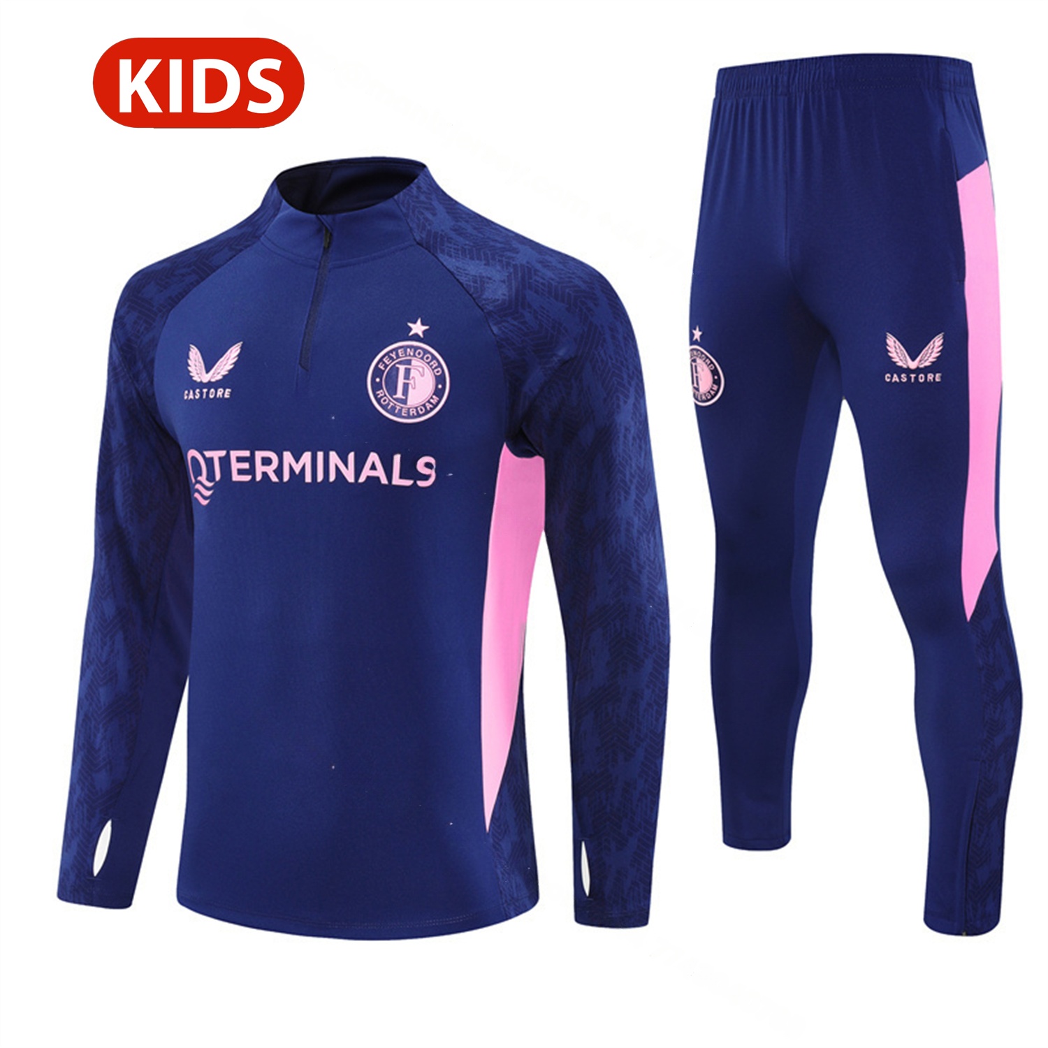 Feyenoord 25-26 Kids Long Sleeve Training Set - Royal Blue Top & Royal Blue Pants - ManixJersey
