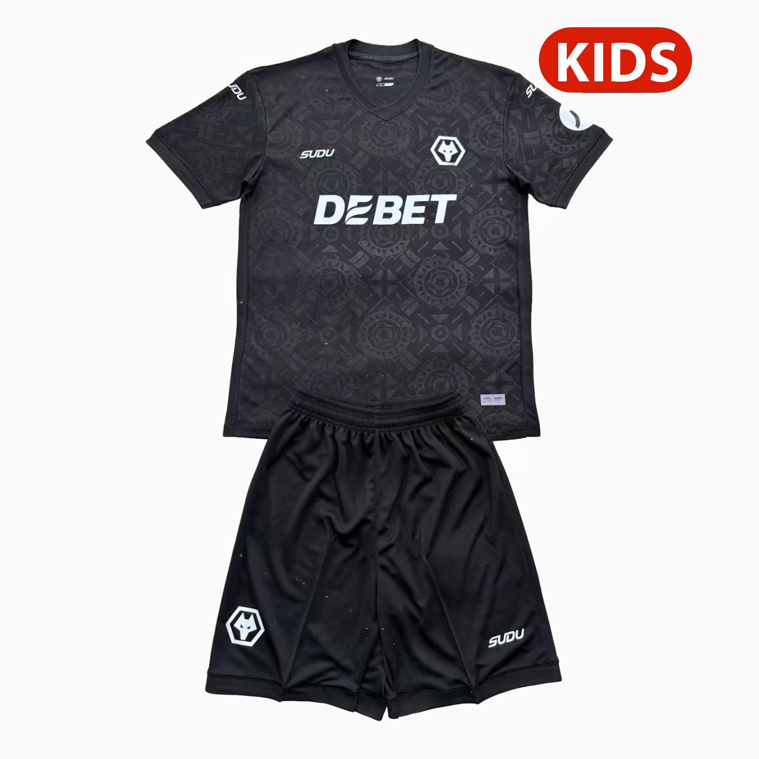 Wolverhampton Wanderers Wolves 25-26 Black Goalkeeper Kids Kit - ManixJersey