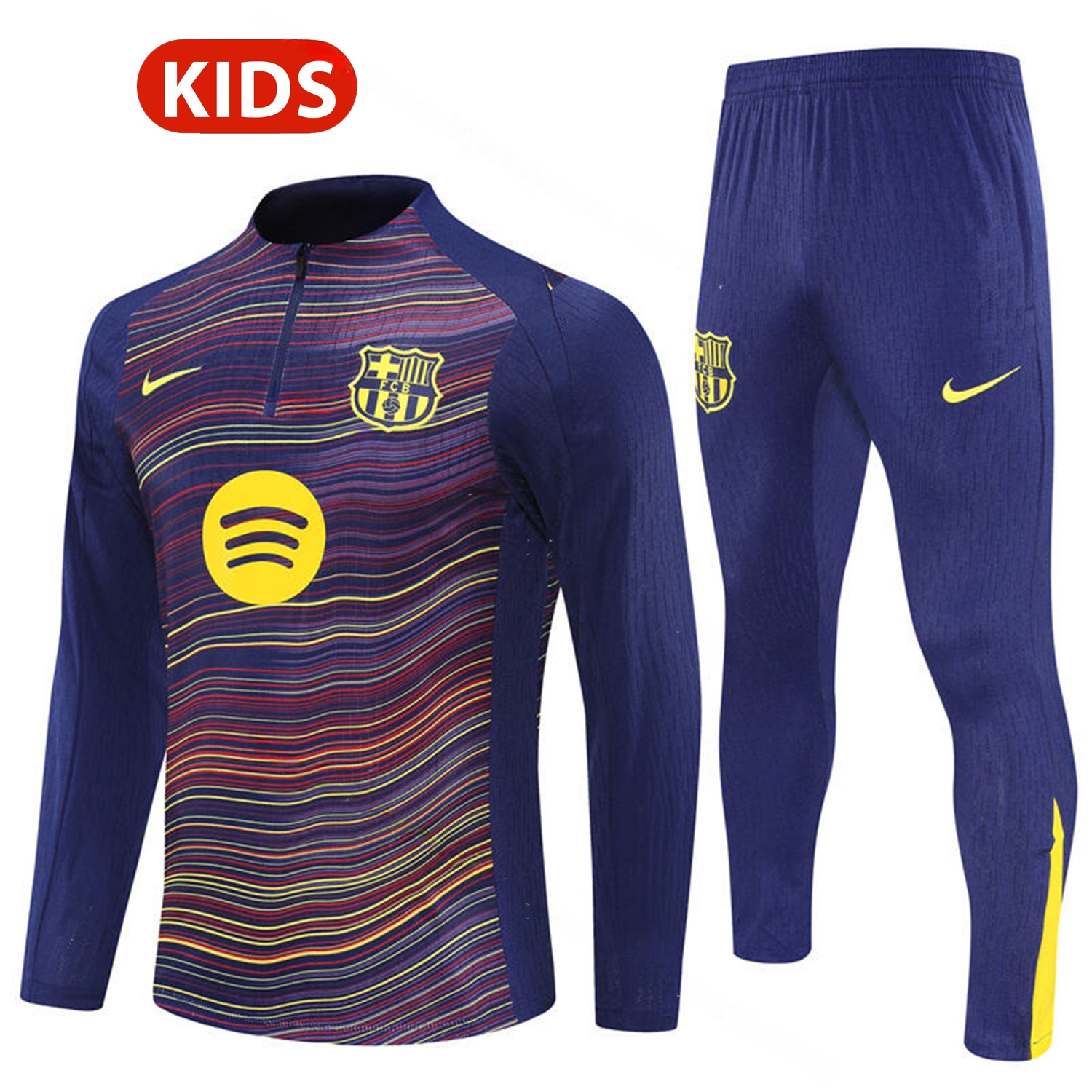 Barcelona 25-26 Kids Long Sleeve Training Set - Purple Camouflage Top & Blue Pants - ManixJersey