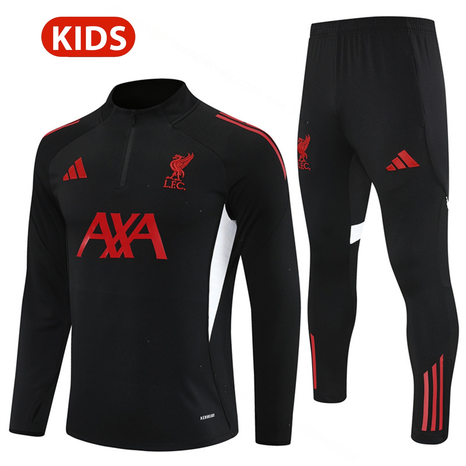 Liver.pool 25-26 Kids Long Sleeve Training Set - Black Top & Black Pants - ManixJersey