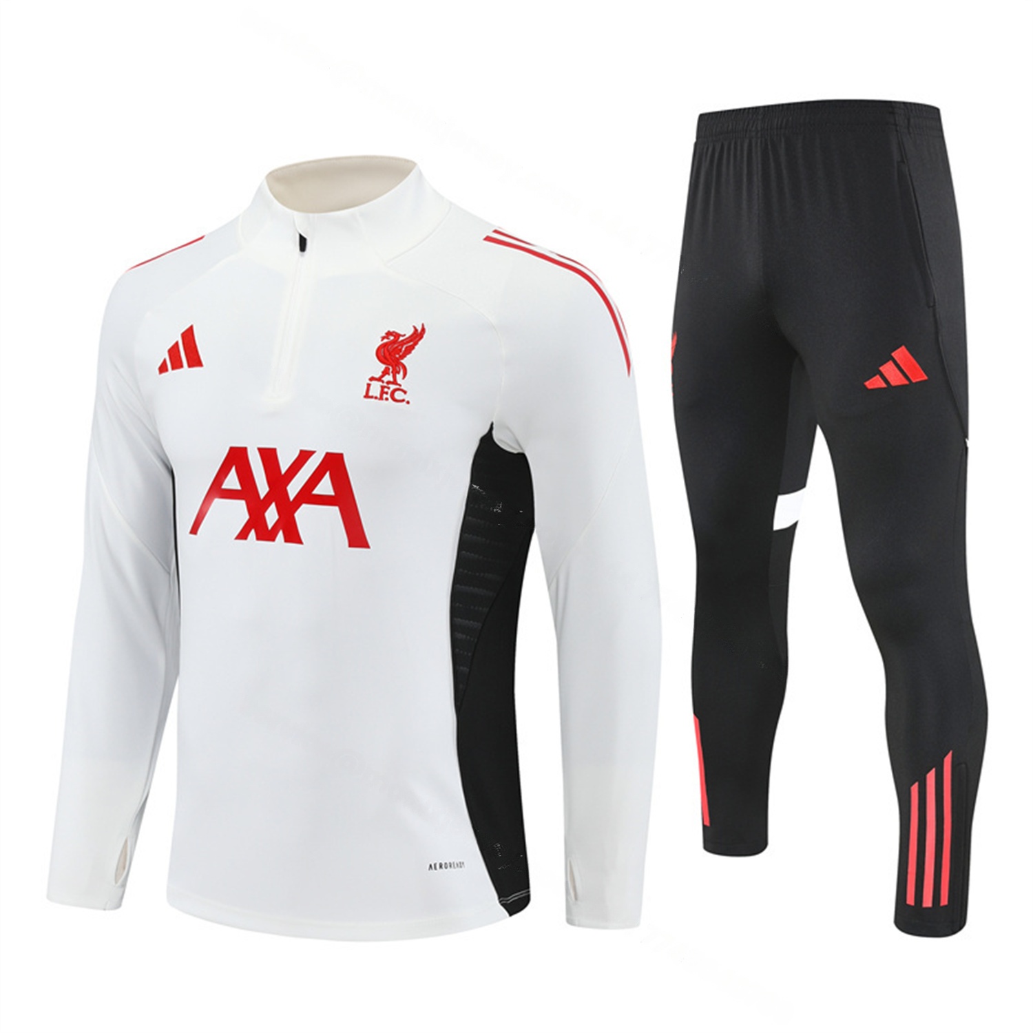 Liver.pool 25-26 Long Sleeve Training Set - White Top & Black Pants - ManixJersey