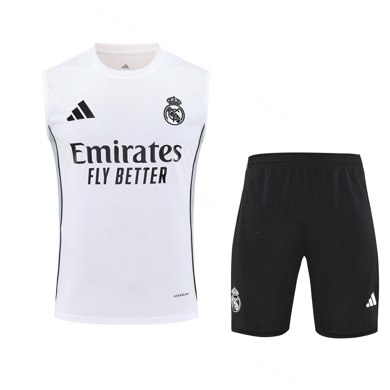 Real Madrid 25-26 Vest Training Set - Grey And White Vest & Black Shorts - ManixJersey