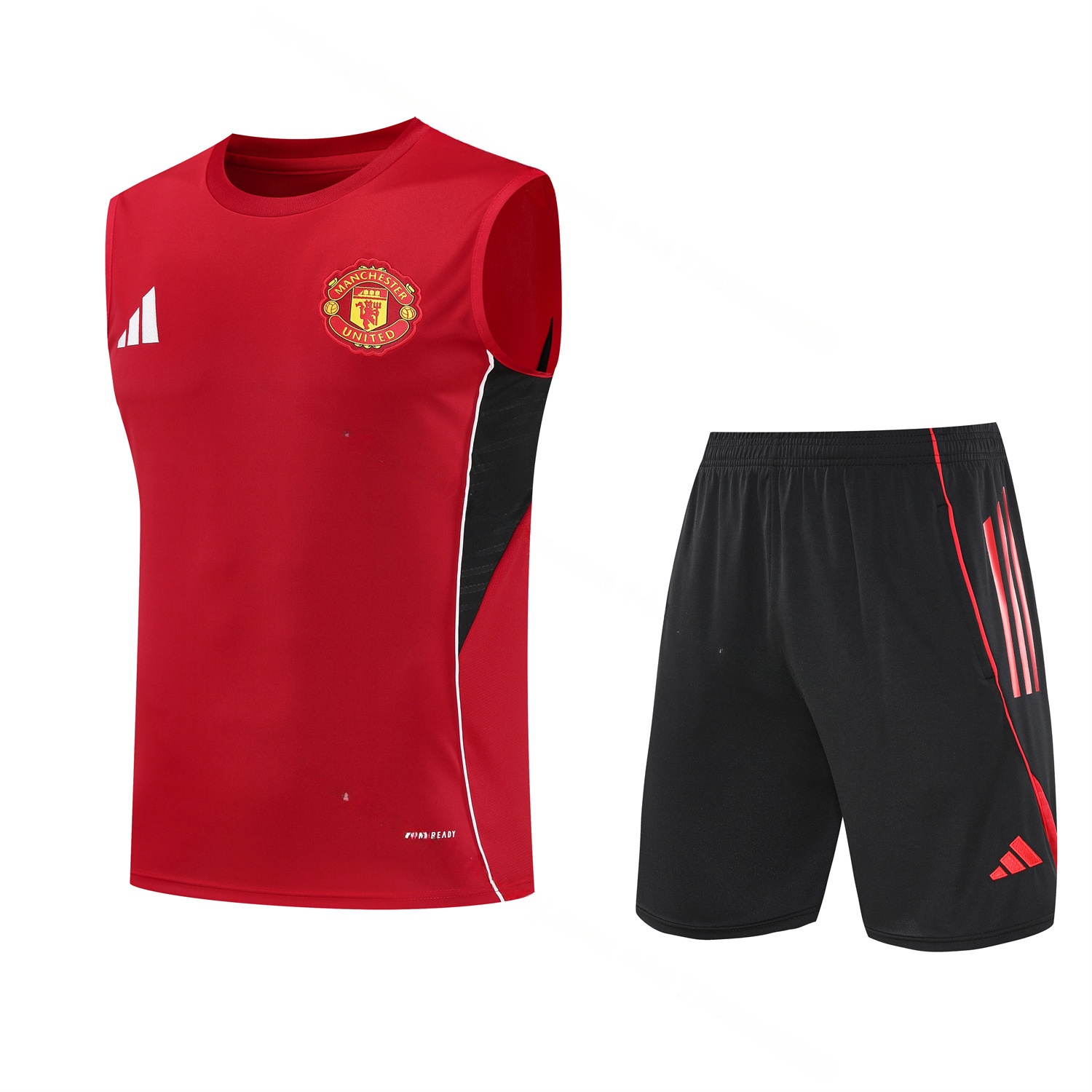 Manchester United 25-26 Vest Training Set - Pure Red Vest & Black Shorts - ManixJersey