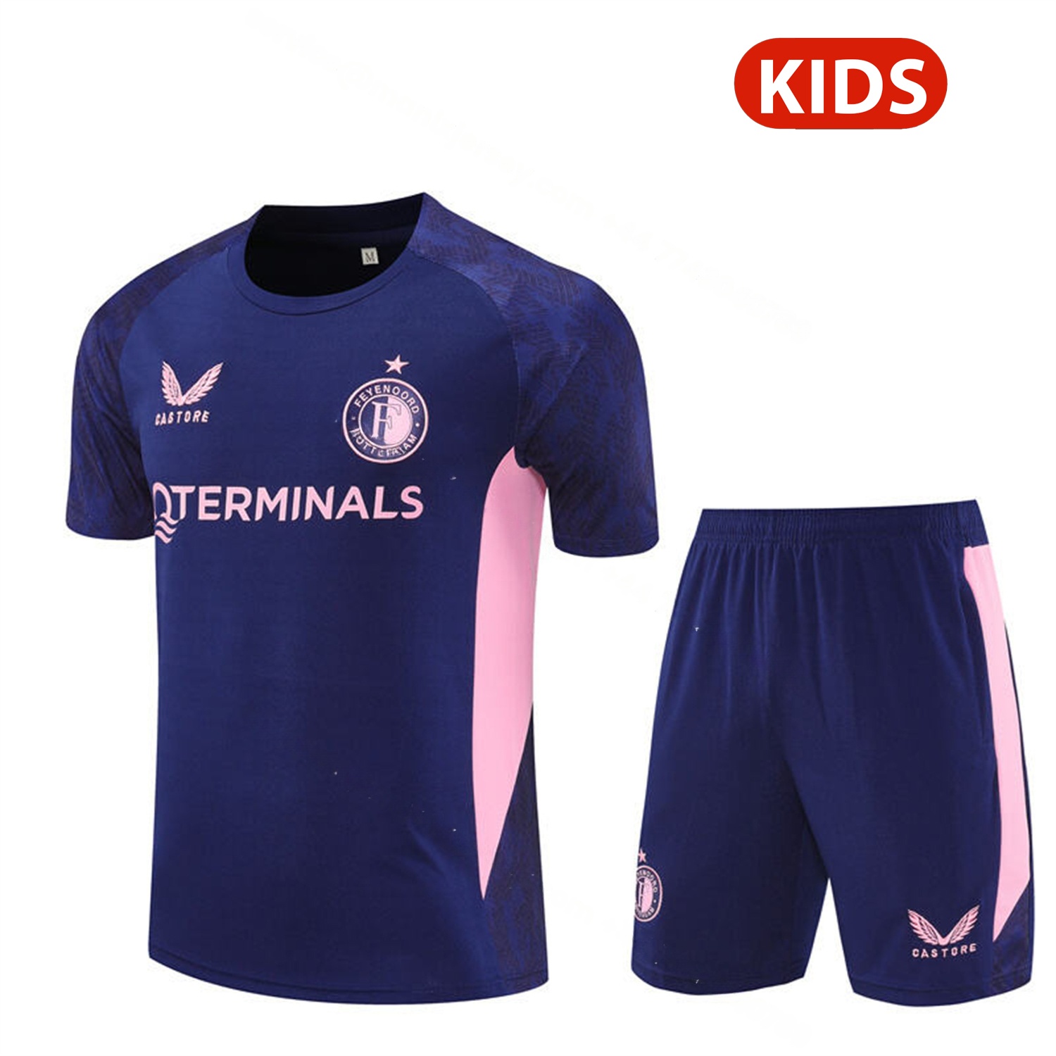 Feyenoord 25-26 Kids Short-Sleeve Training Set - Royal Blue Top & Royal Blue Shorts - ManixJersey
