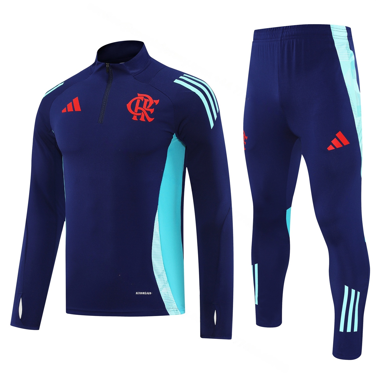 Flamengo 25-26 Long Sleeve Training Set - Deep Blue Top & Deep Blue Pants - ManixJersey