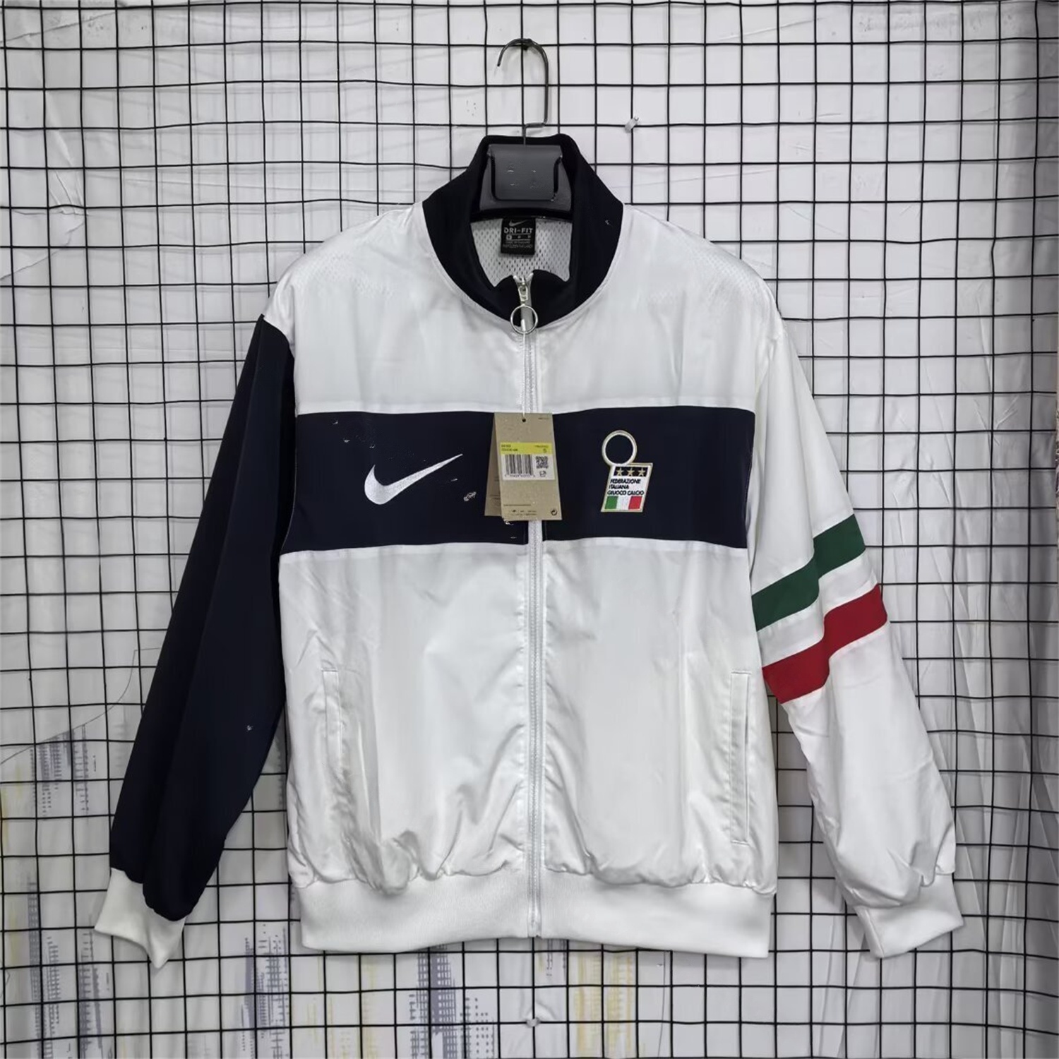 Italy 25-26 Throwback Windbreaker Jacket - White And Black - ManixJersey