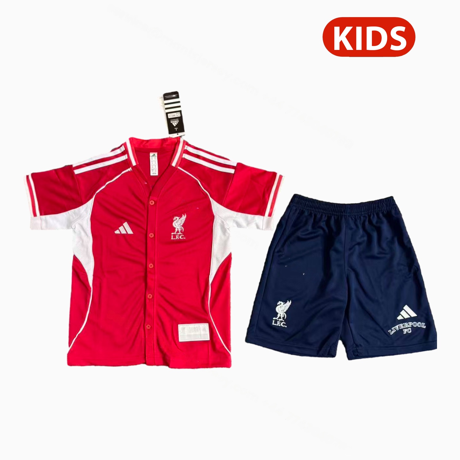 Liver.pool 25-26 Red With White Lines Baseball Kids Kit - ManixJersey