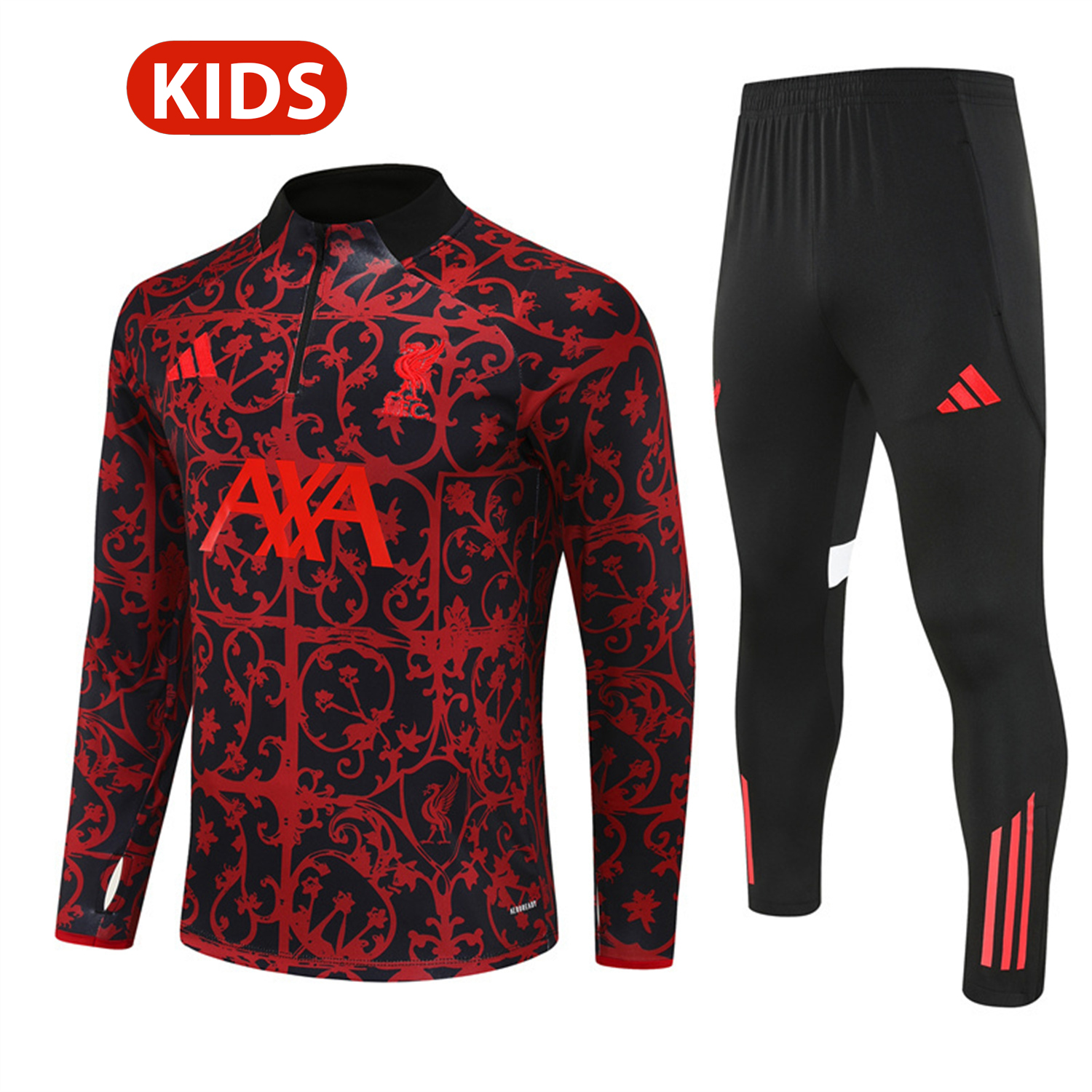 Liver.pool 25-26 Kids Long Sleeve Training Set - Red Camouflage Top & Blsck Pants - ManixJersey