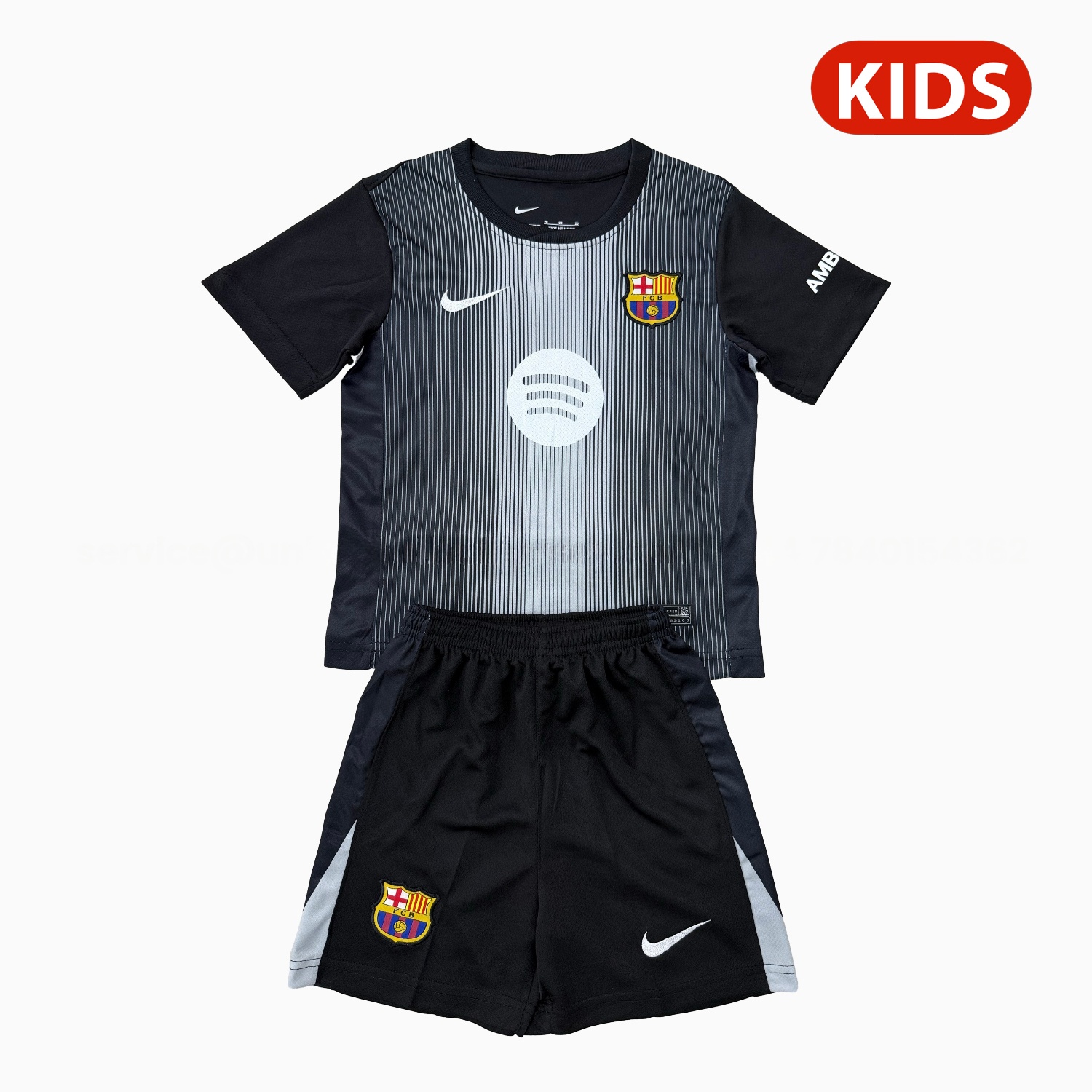 Barcelona 25-26 Black Goalkeeper Kids Kit - ManixJersey