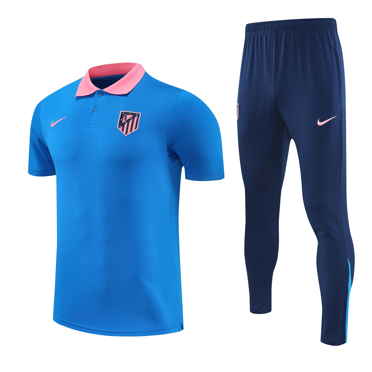 Atletico Madrid 25-26 POLO Short-Sleeve Training Set - Blue Top & Deep Blue Pants - ManixJersey