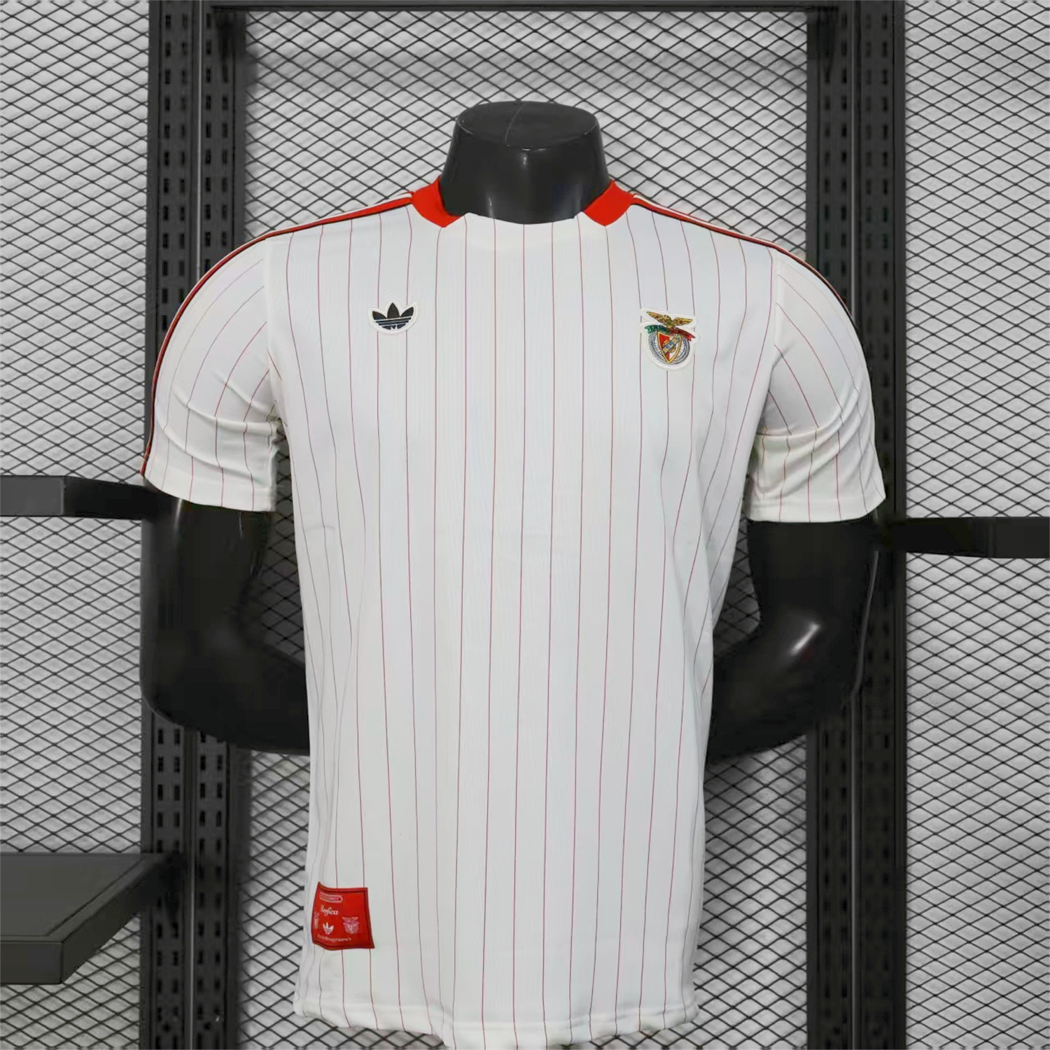 Benfica 25-26 Trefoil Red Lines White Travel Jersey - Player Version - ManixJersey