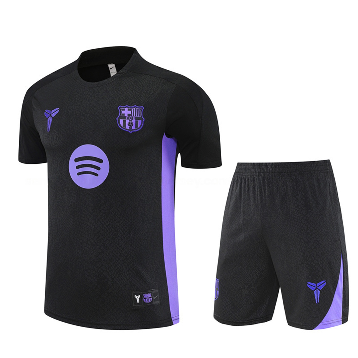 Barcelona 25-26 X KB Short-Sleeve Training Set - Black Blue Top & Black Shorts - ManixJersey