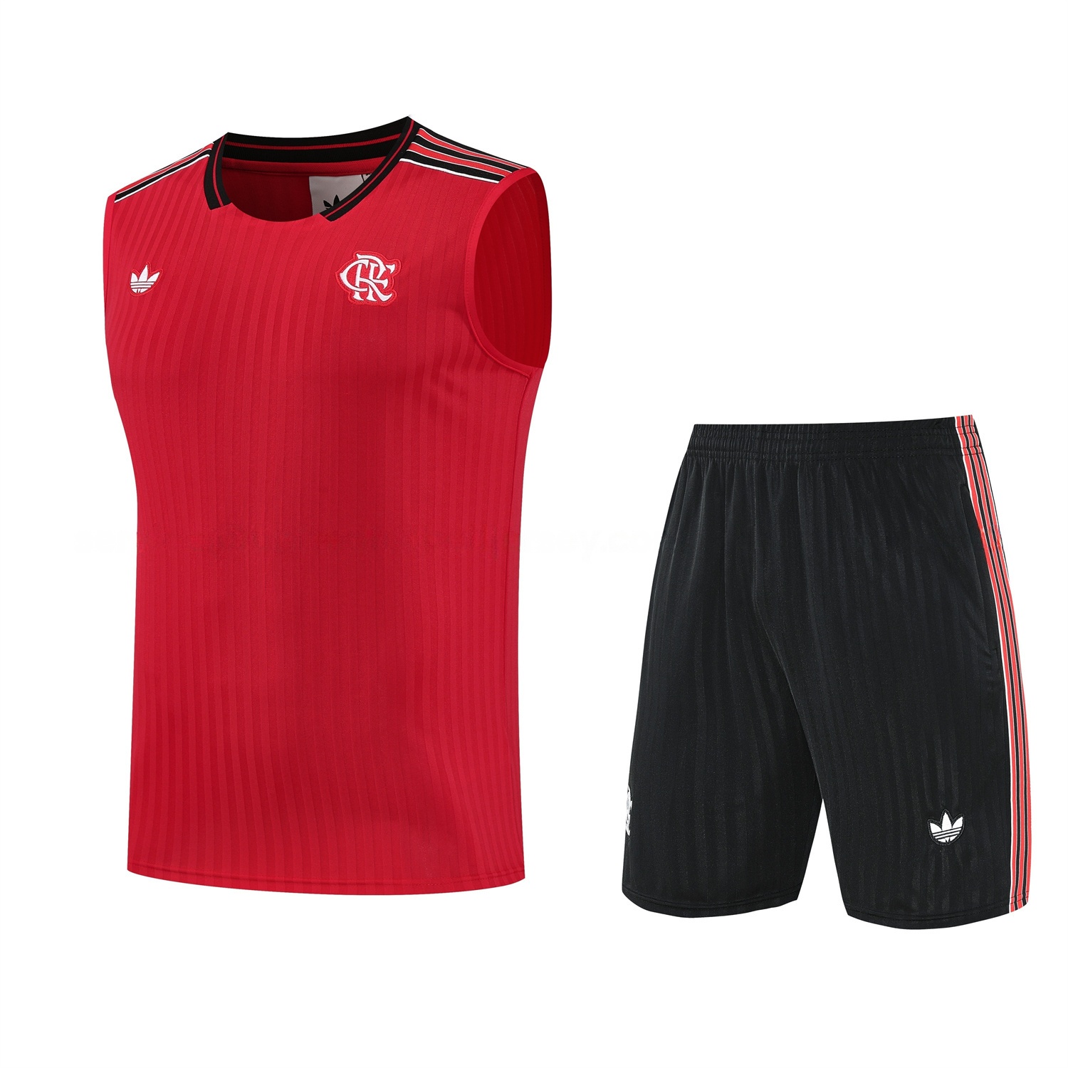 Flamengo 25-26 Short-Sleeve Training Set - Red Vest & Black Shorts - ManixJersey