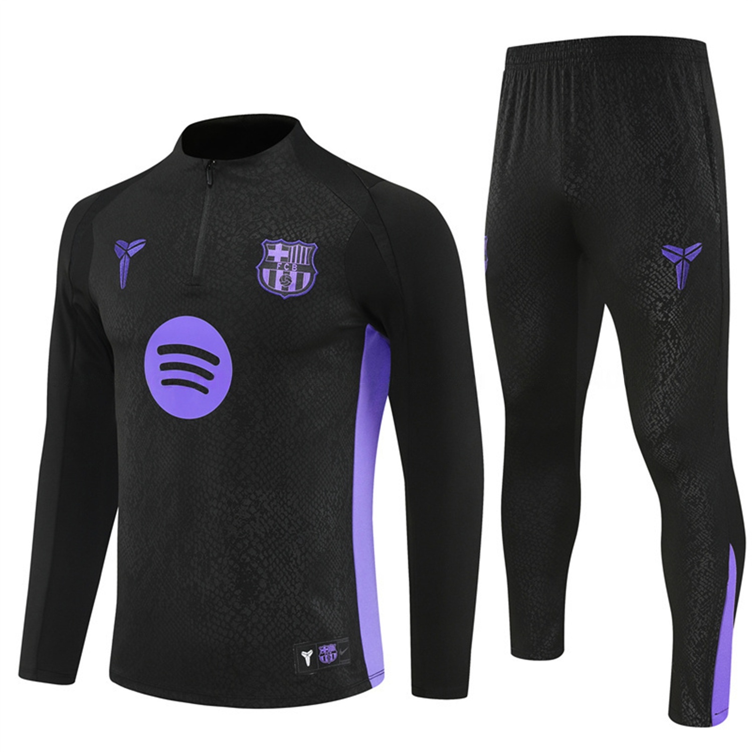 Barcelona 25-26 X KB Long Sleeve Training Set - Black Top & Black Pants - ManixJersey