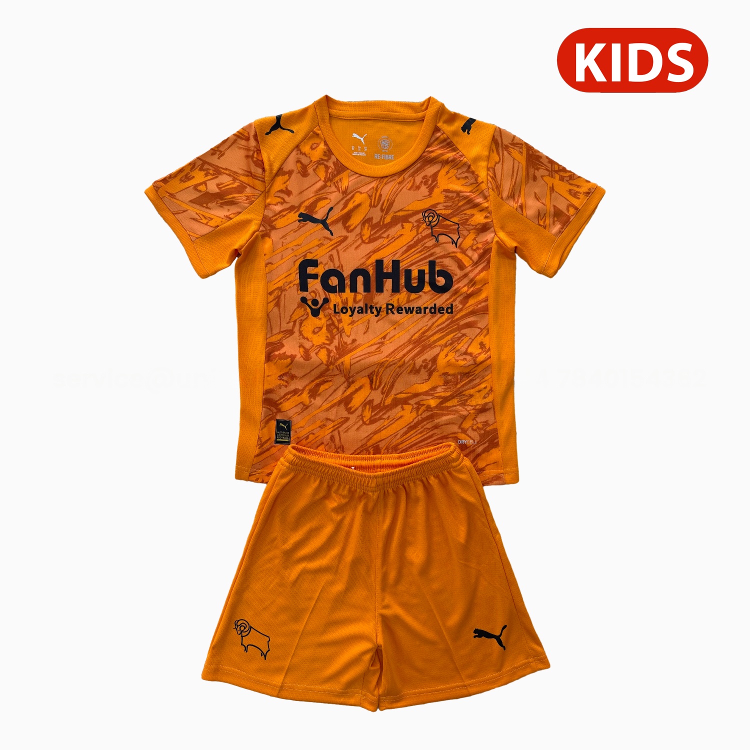 Derby County 25-26 Orange Goalkeeper Kids Kit - ManixJersey