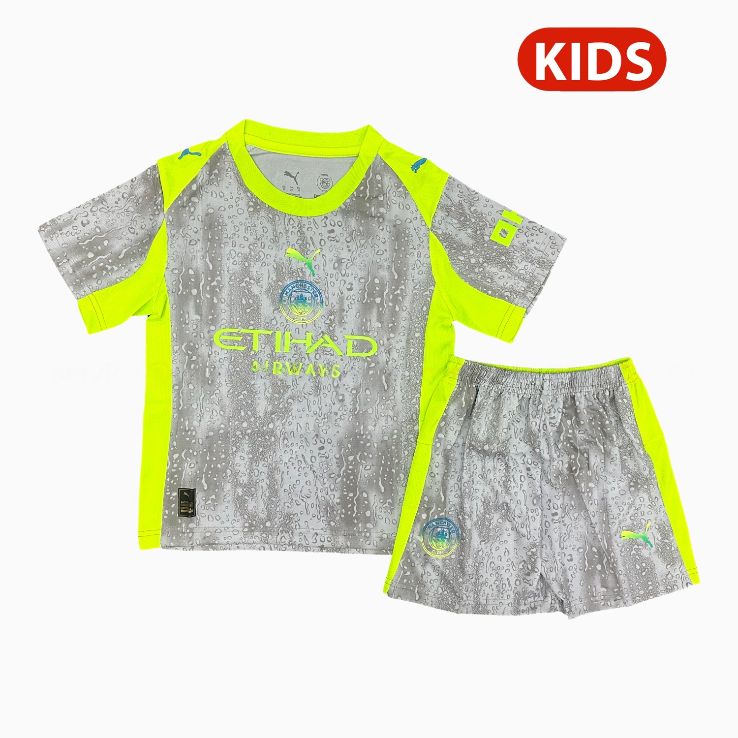 Manchester City 25-26 Third Gray Kids Kit - ManixJersey