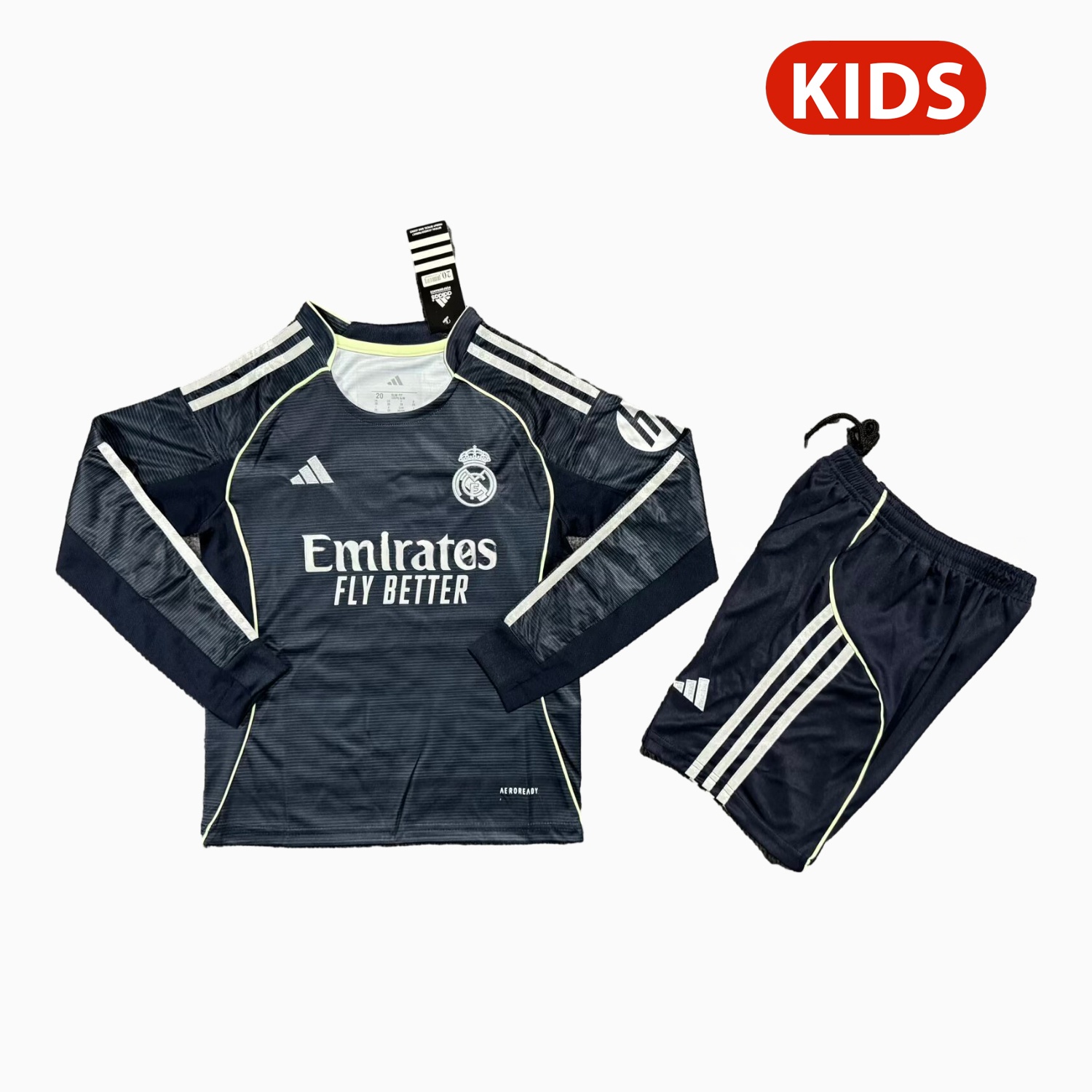 Real Madrid 25-26 Away Long Sleeves Kids Kit - Fans Version - ManixJersey
