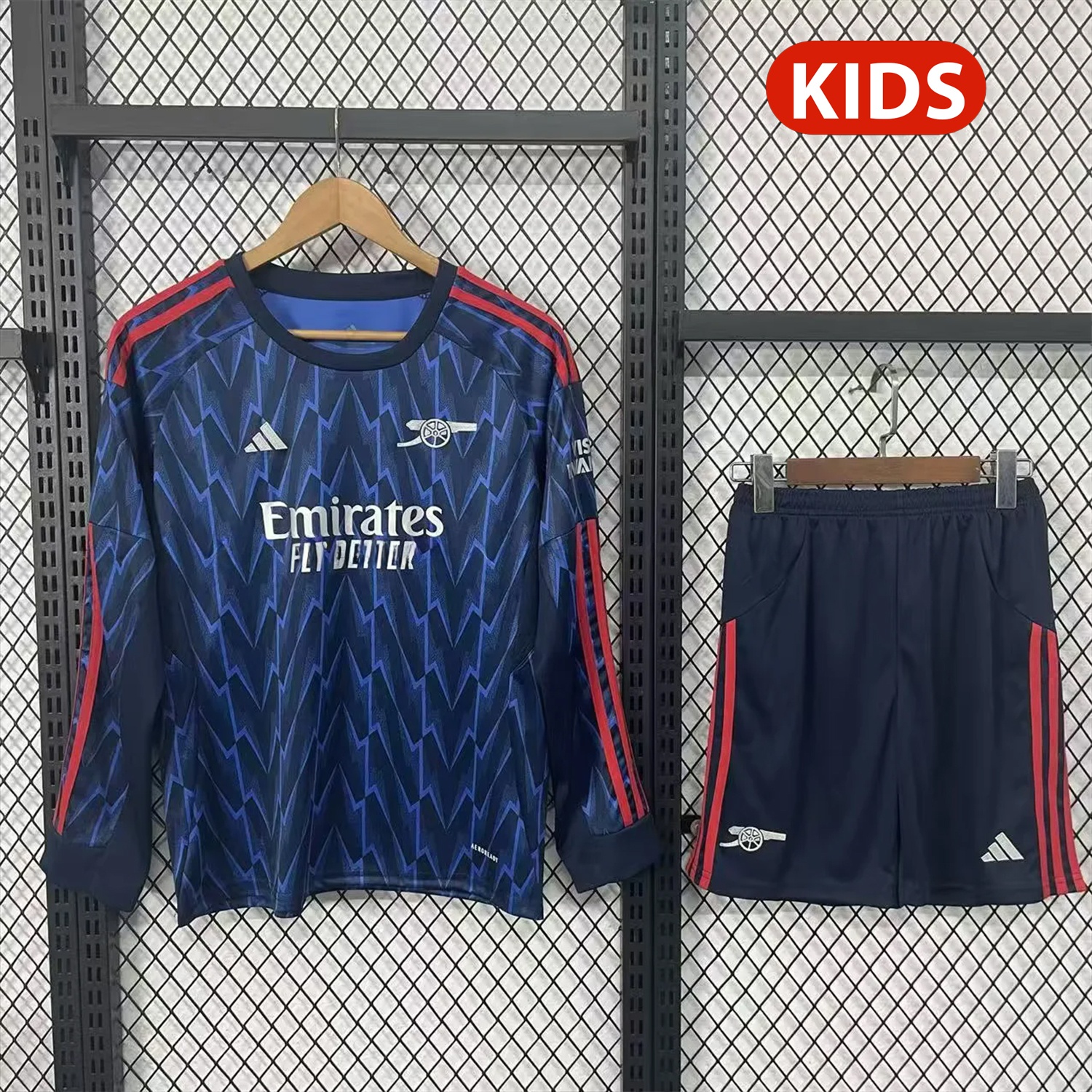 Arsenal 25-26 Away Blue Long Sleeves Kids Kit - ManixJersey