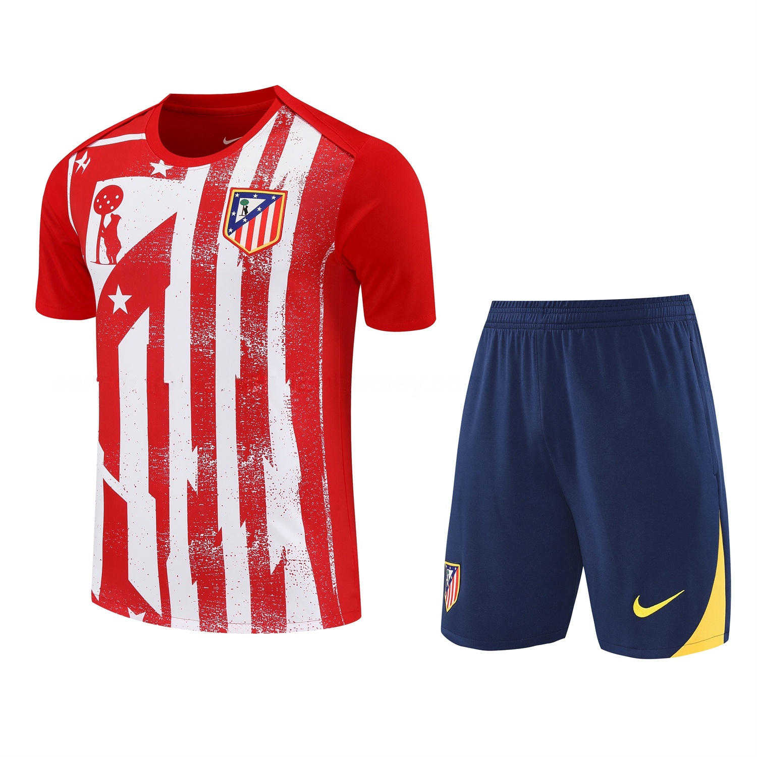 Atletico Madrid Short-Sleeve Training Set - Red White Top & Blue Shorts - ManixJersey
