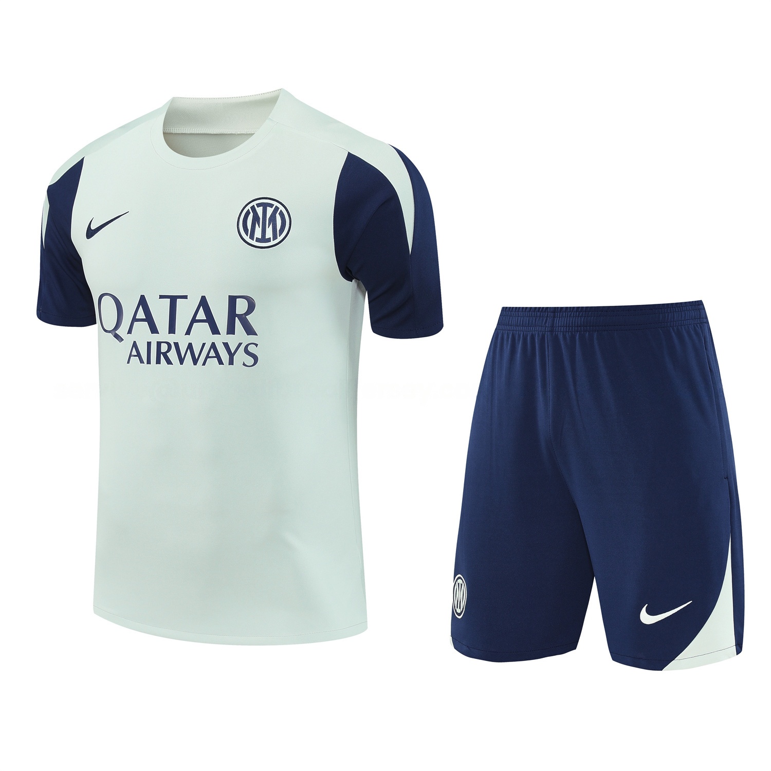 Inter Milan 25-26 Short-Sleeve Training Set - Blue Sleeve White Top & Blue Shorts - ManixJersey