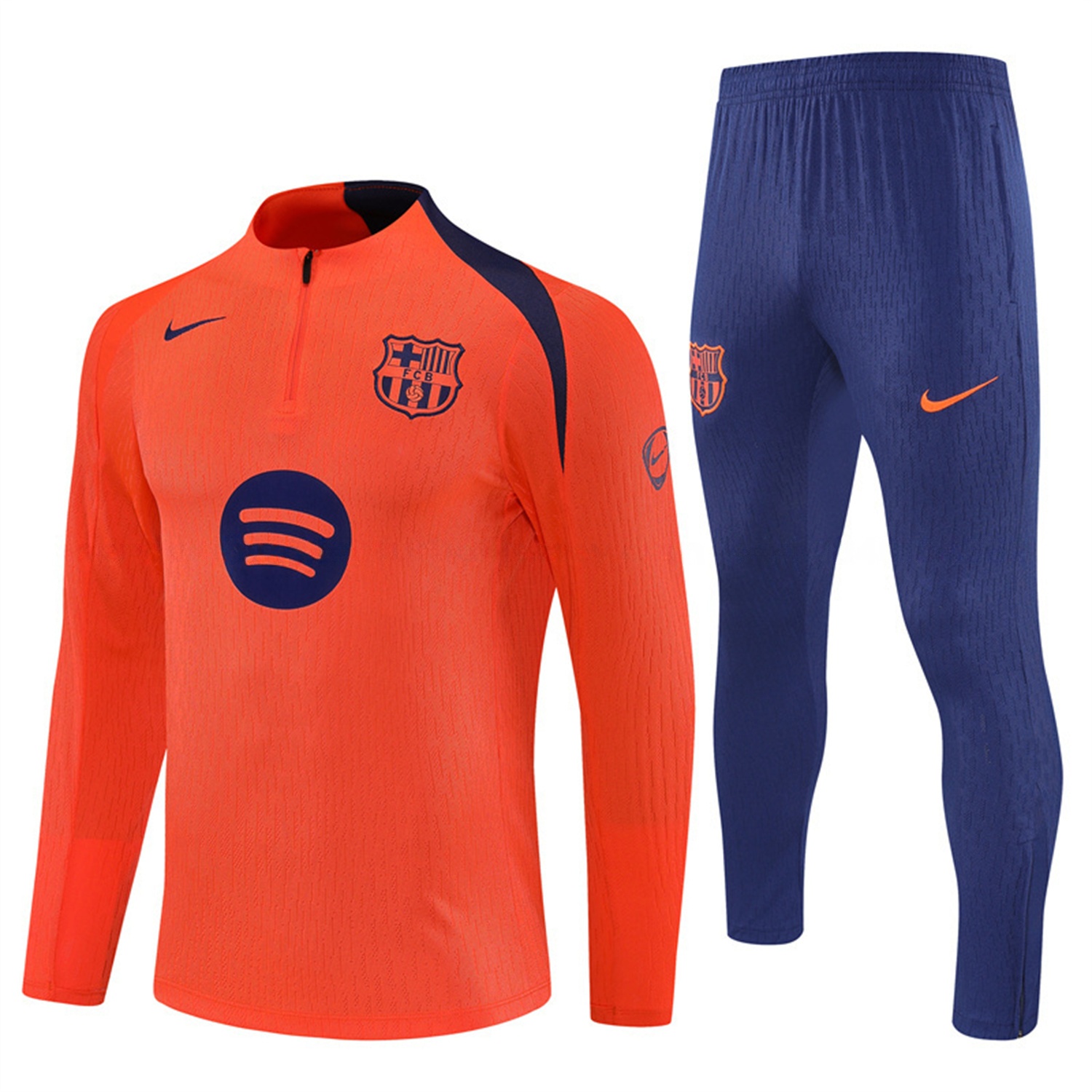 Barcelona 25-26 Long Sleeve Training Set - Orange Top Royal Blue Sponsor & Royal Blue Pants - ManixJersey