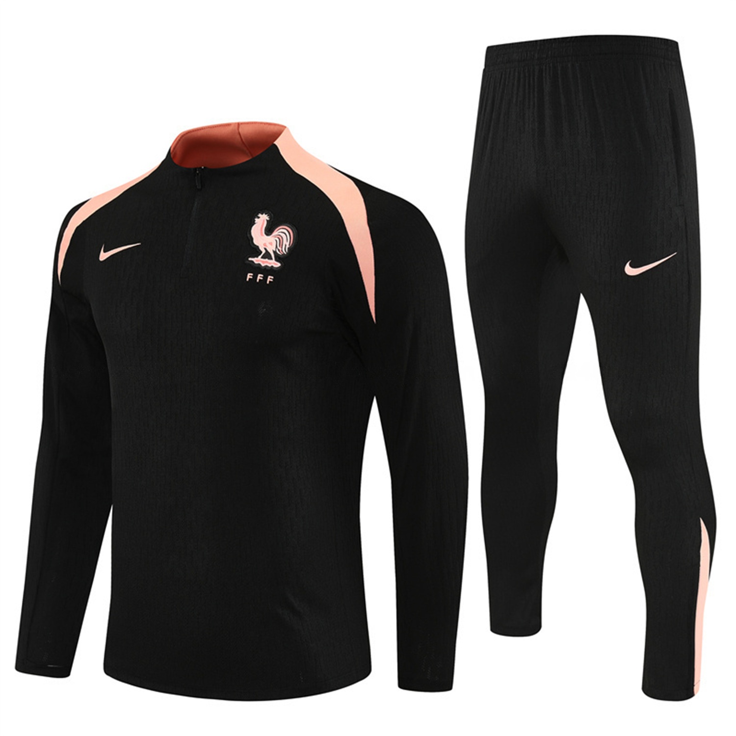 France 25-26 Long Sleeve Training Set - Player Version - Black Top and Pants - ManixJersey