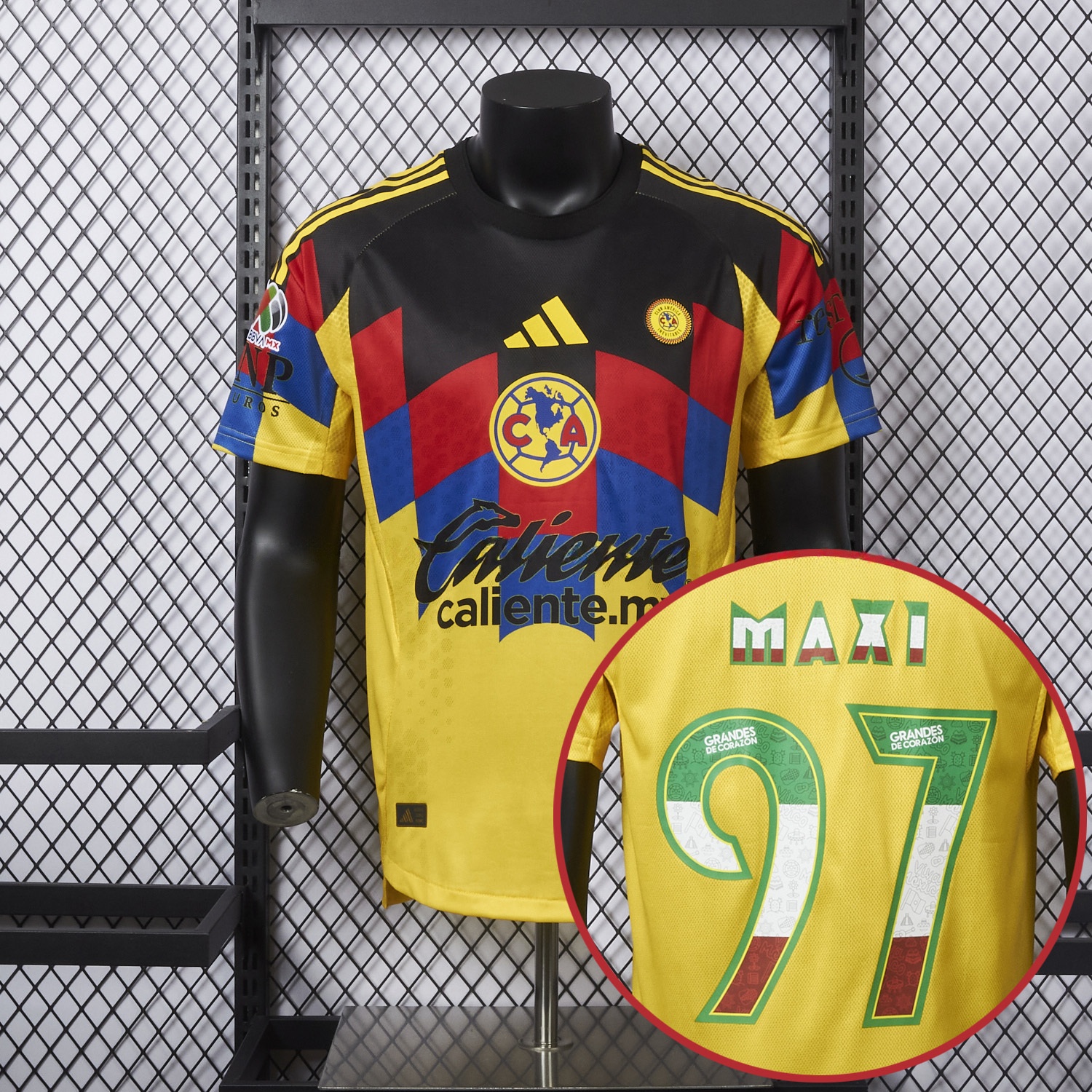 【Three-color Font】Club América 25-26 Home Yellow Jersey - Player Version - ManixJersey