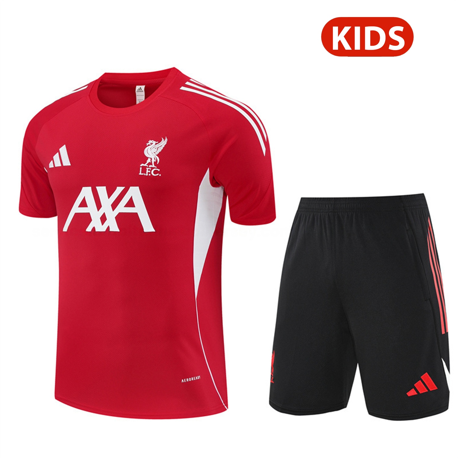 Arsenal 25-26 Kids Short-Sleeve Training Set - Red Top & Black Shorts - ManixJersey