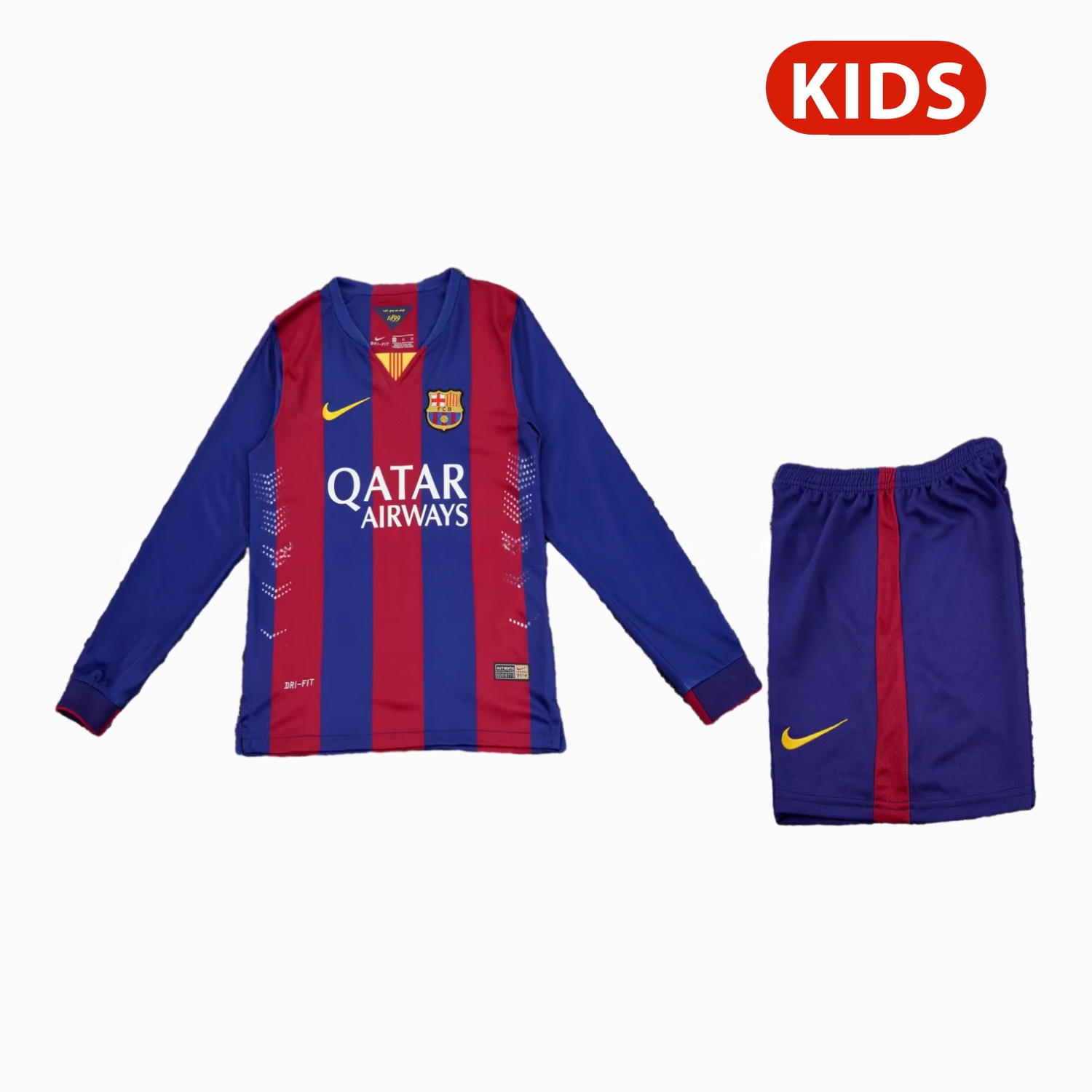 Retro Barcelona 2015-16 Home Long Sleeves Kids Kit - ManixJersey