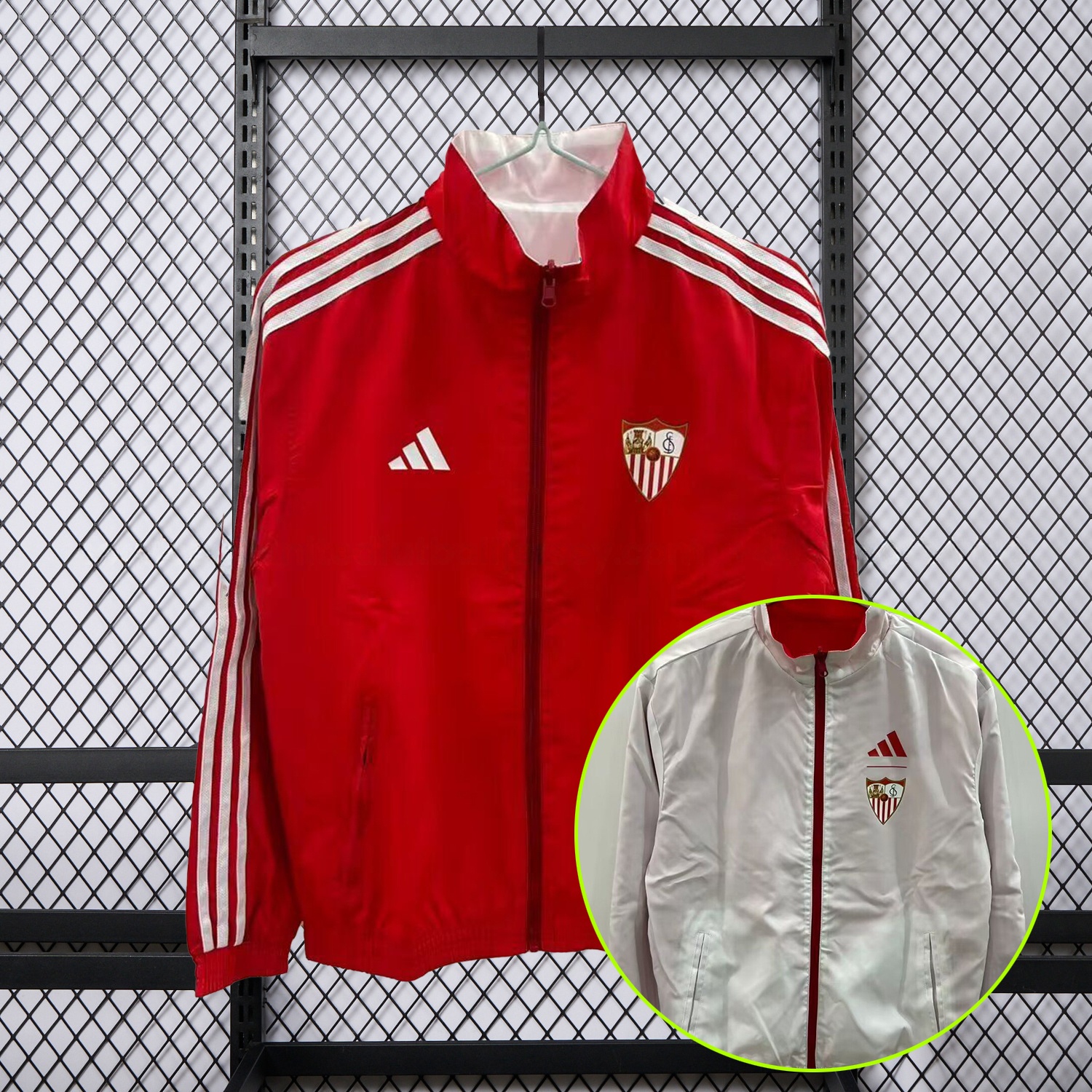 Sevilla 25-26 Double Sided Reversible Windbreaker - Red & White - ManixJersey