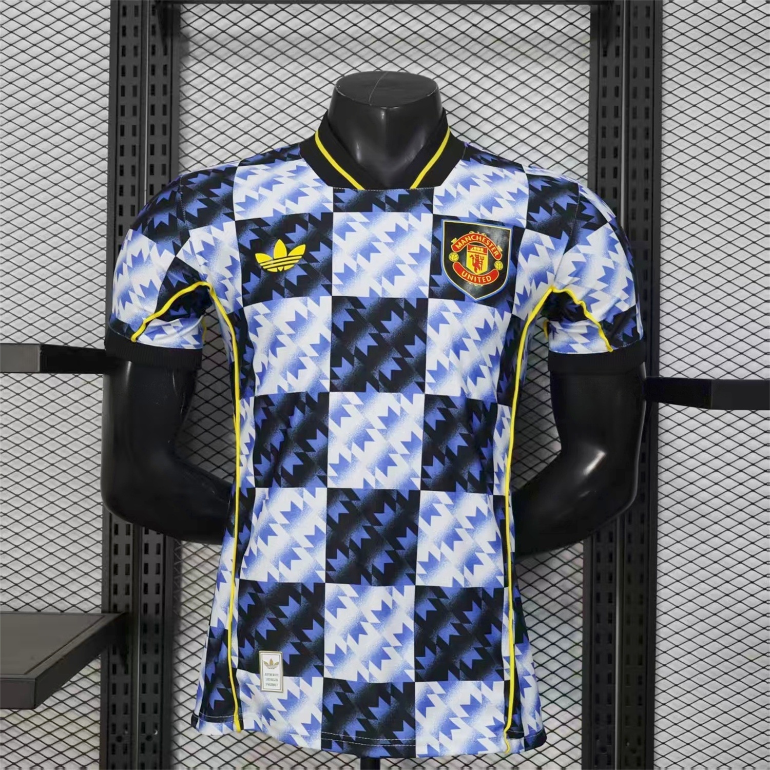 Manchester United 25-26 Blue And Black Checkerboard Special Jersey - Player Version - ManixJersey
