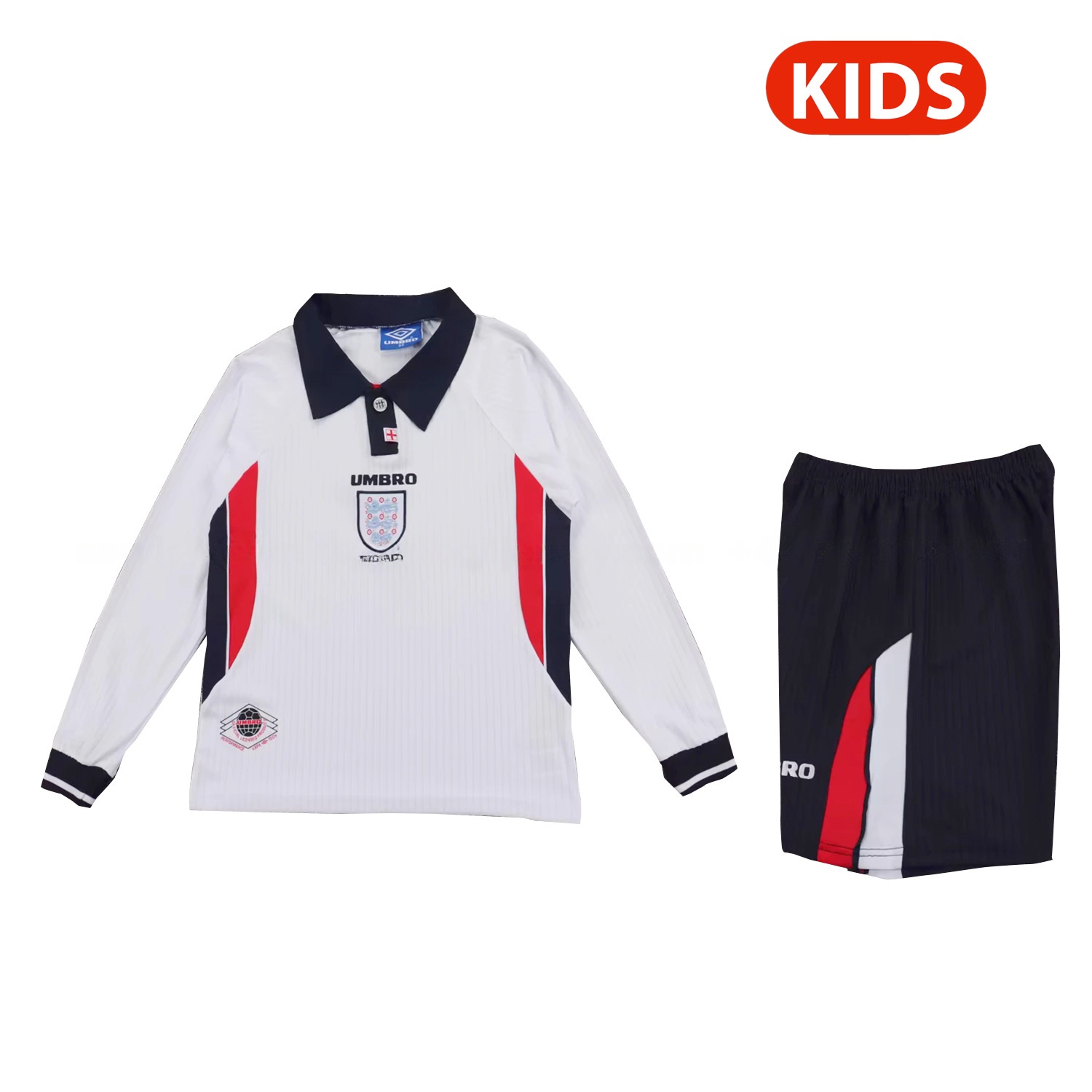 Retro England 1998 Home Long Sleeves Kids Kit - ManixJersey