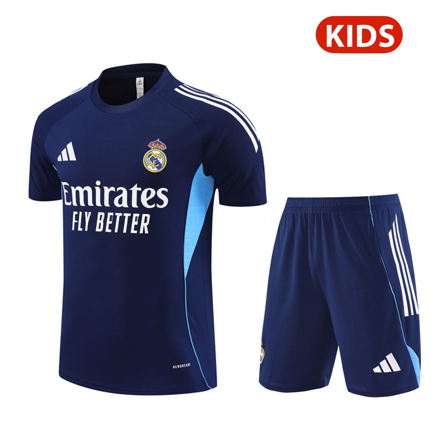 Real Madrid 25-26 Kids Short-Sleeve Training Set - Royal Blue Top & Royal Blue Shorts - ManixJersey