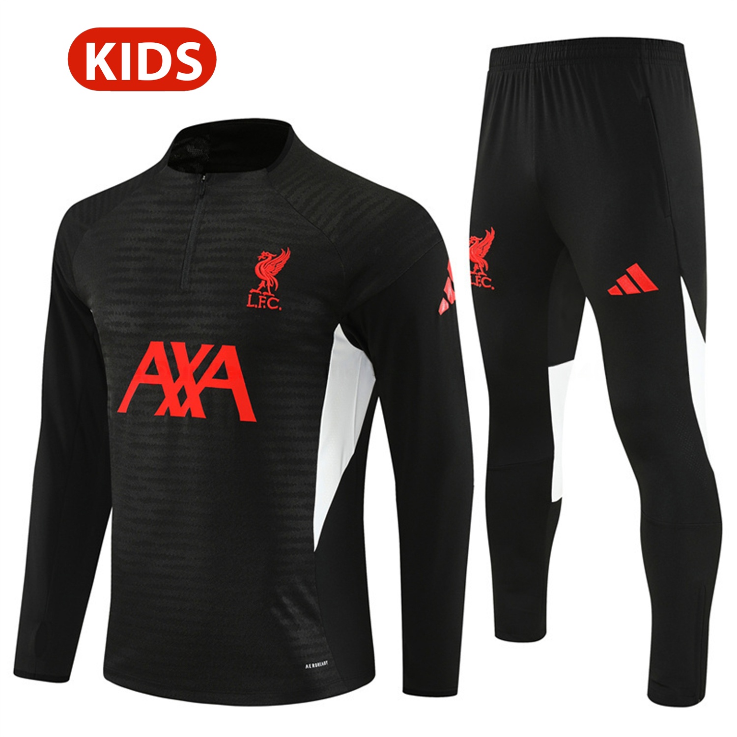 Liver.pool 25-26 Kids Long Sleeve Training Set - Player Version - Black Top & Black Pants - ManixJersey