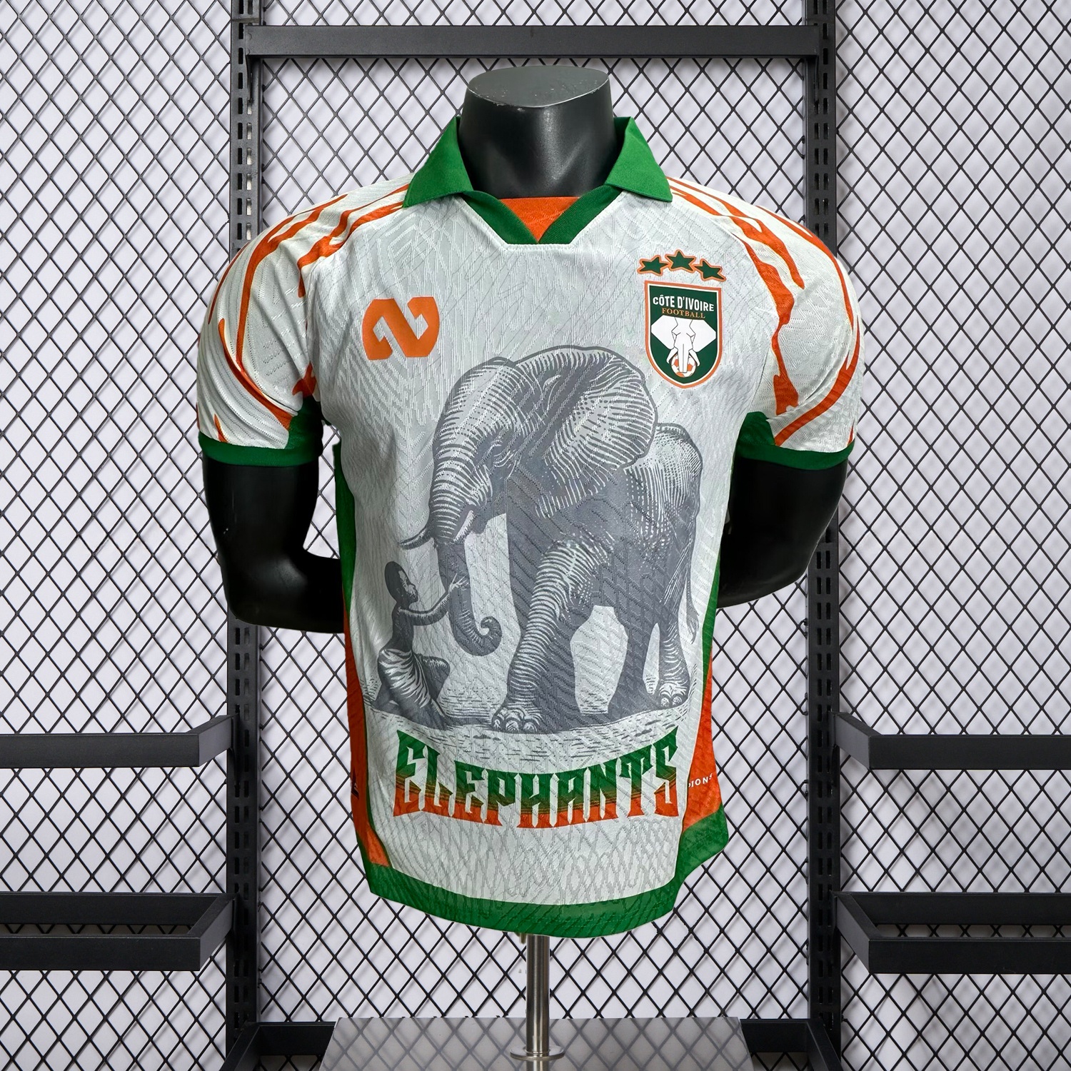 Ivory Coast 25-26 Elephant And Kid White Jersey - Player Version - ManixJersey