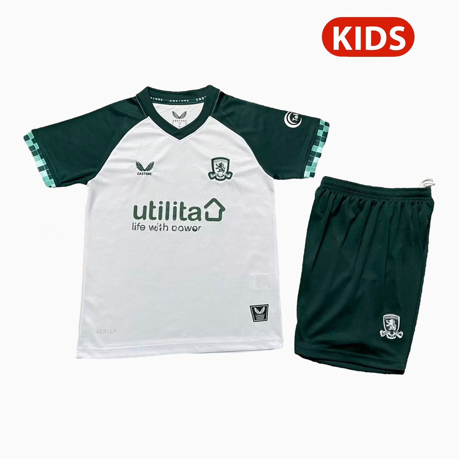 Middlesbrough 25-26 Third White And Green Kids Kit - ManixJersey
