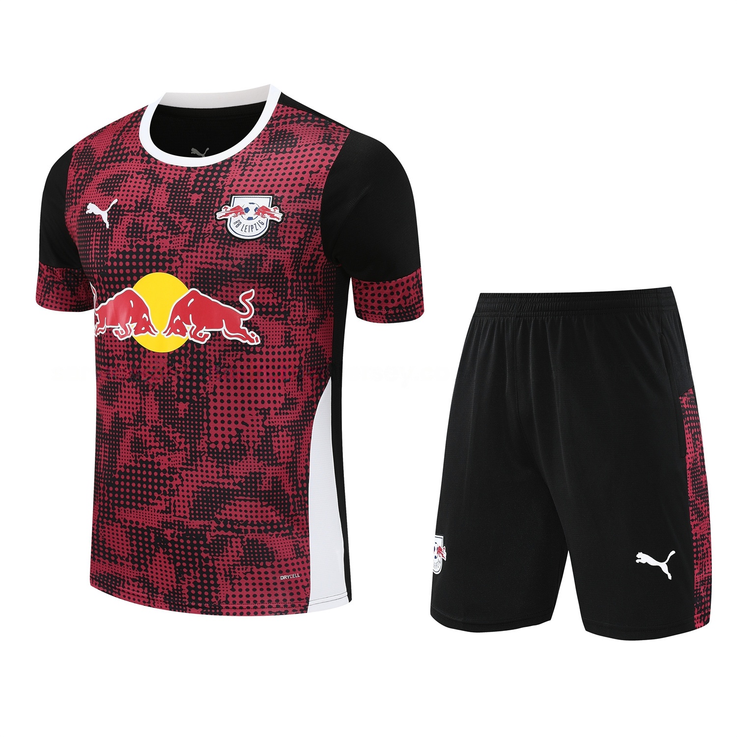 RB Leipzig 25-26 Short-Sleeve Training Set- Red Top & Black Shorts - ManixJersey