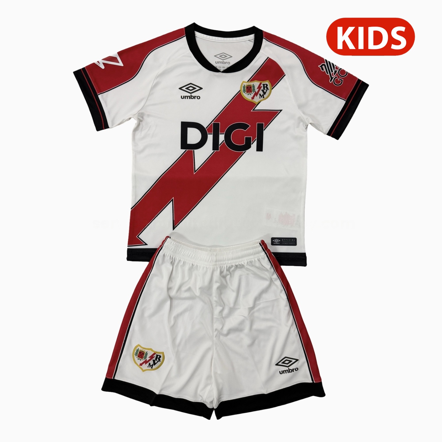 Rayo Vallecano 25-26 Home Kids Kit - ManixJersey