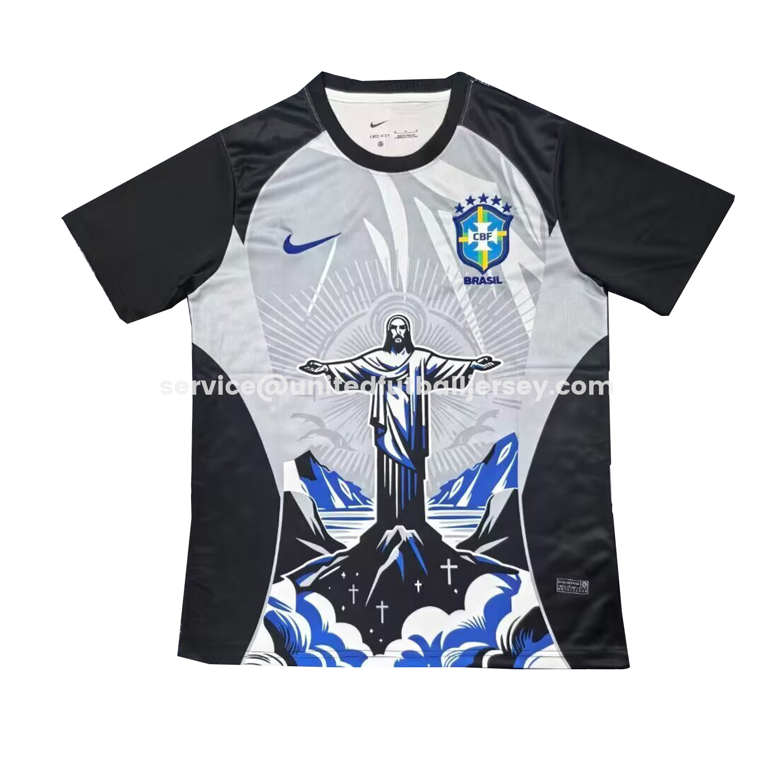Brazil 25-26 Jesus Grey And Black Jersey - Fans Version - ManixJersey
