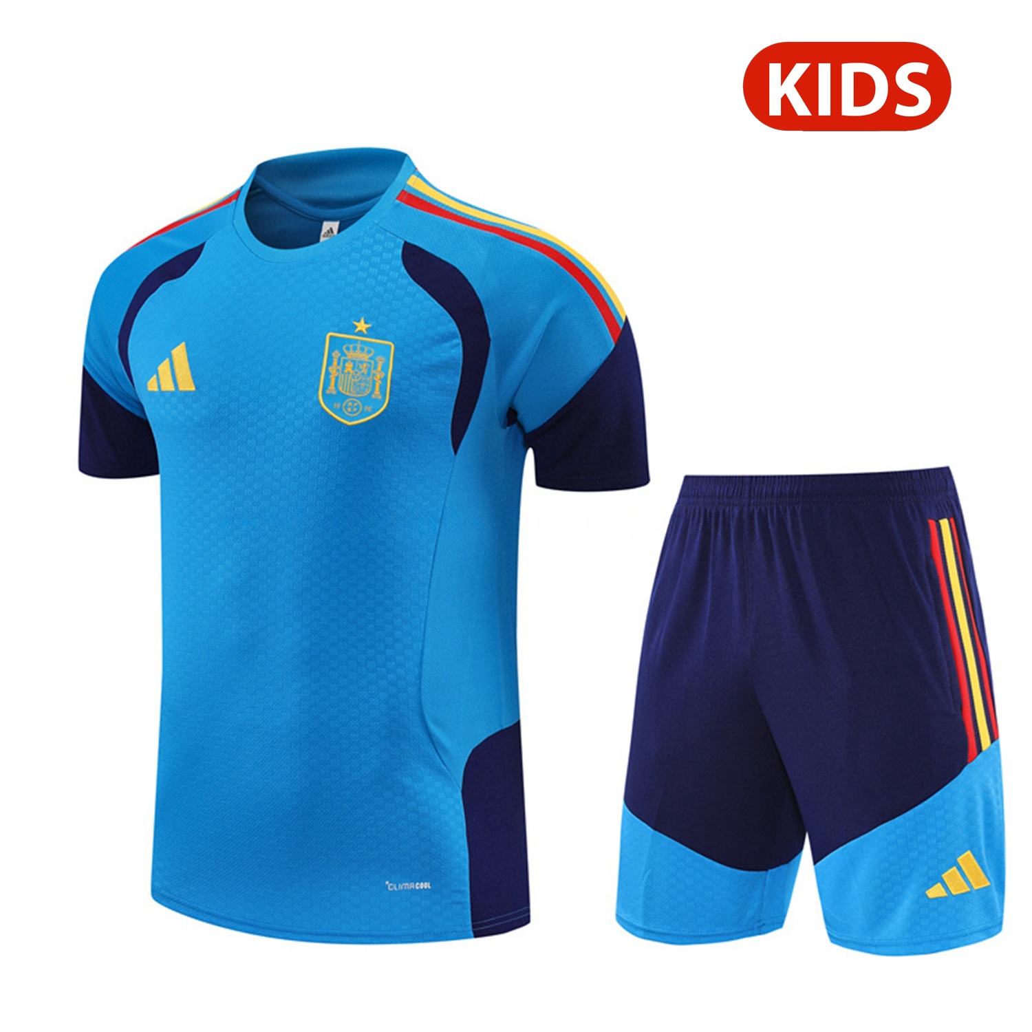 Spain 2026 Kids Short-Sleeve Training Set - Lake Blue Top & Shorts - ManixJersey
