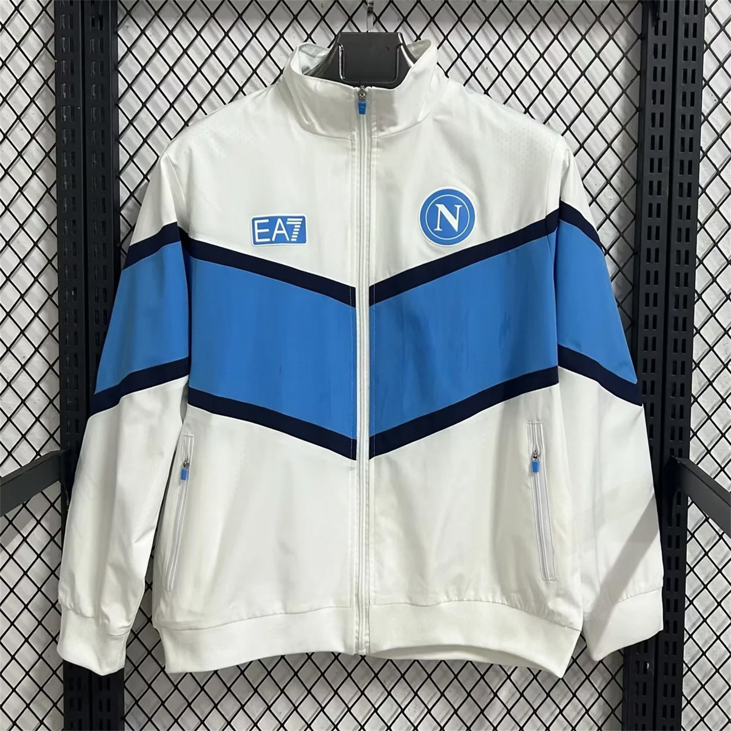 Napoli 25-26 Windbreaker Jacket - White And Blue - ManixJersey