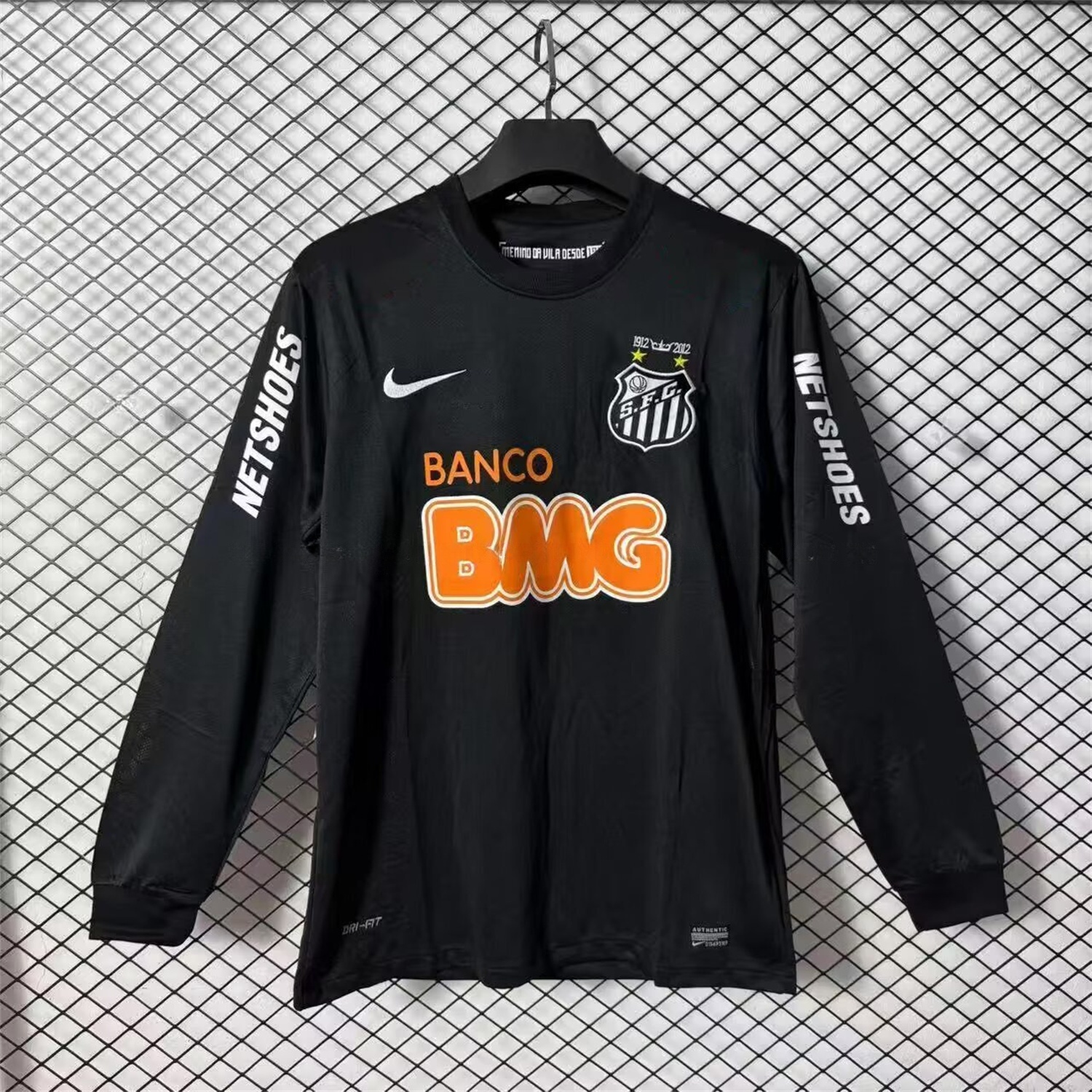 Retro Santos 2011-12 Black Long Sleeves Jersey - ManixJersey