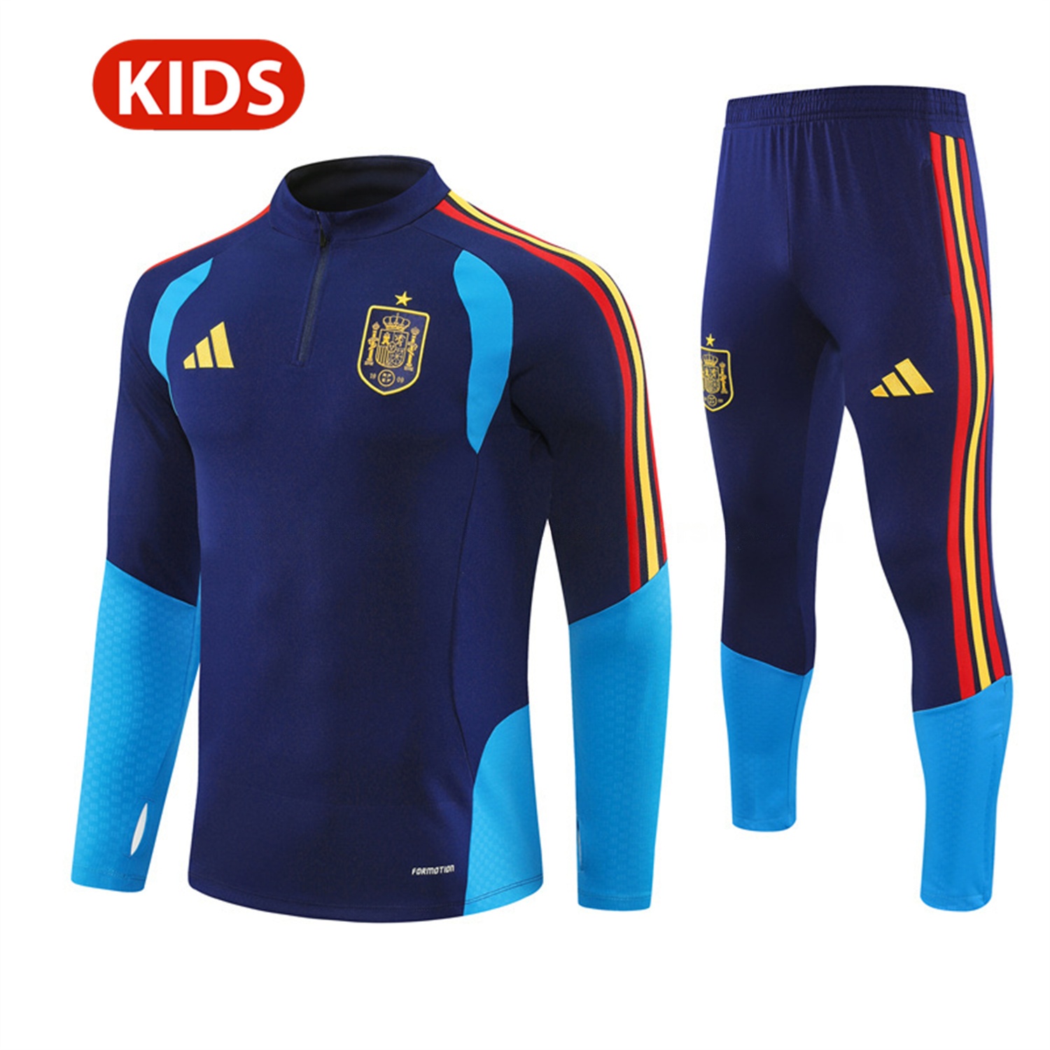 Spain 2026 Kids Long Sleeve Training Set - Royal Blue Top & Pants - ManixJersey