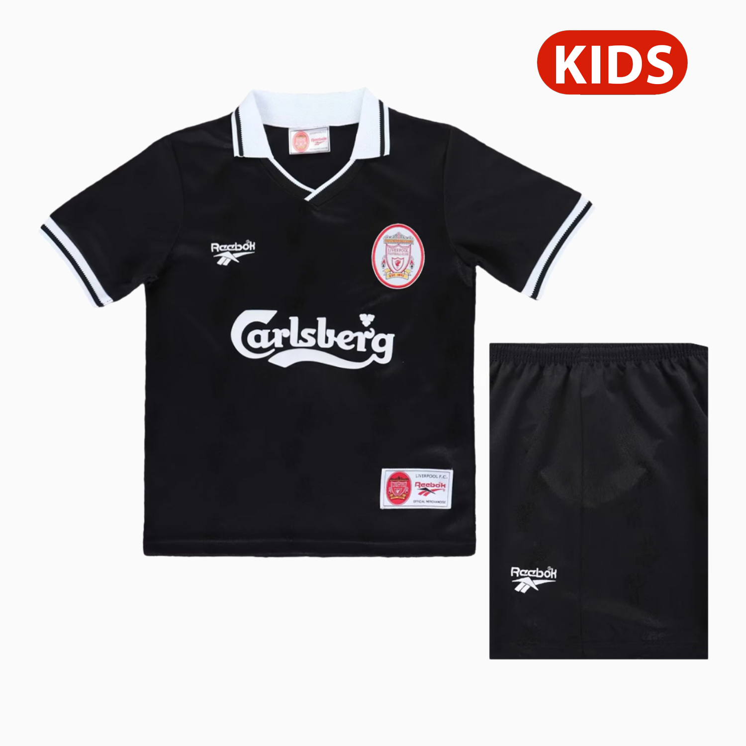 Retro Liver.pool 1996-97 Black Special Kids Kit - ManixJersey
