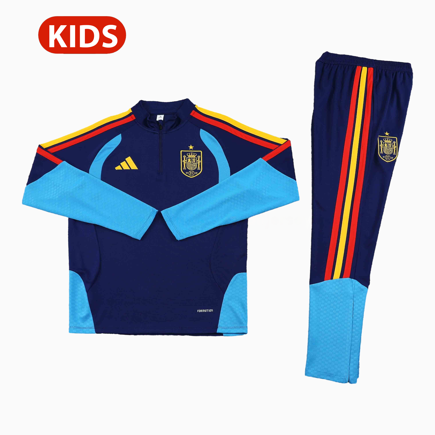 Spain 2026 Kids Long Sleeve Training Set - Deep Blue Top & Pants - ManixJersey