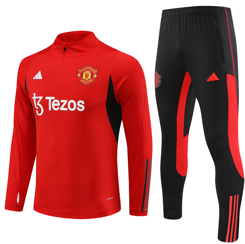Manchester United 23-24 Kids Long Sleeve Training Set Red - ManixJersey
