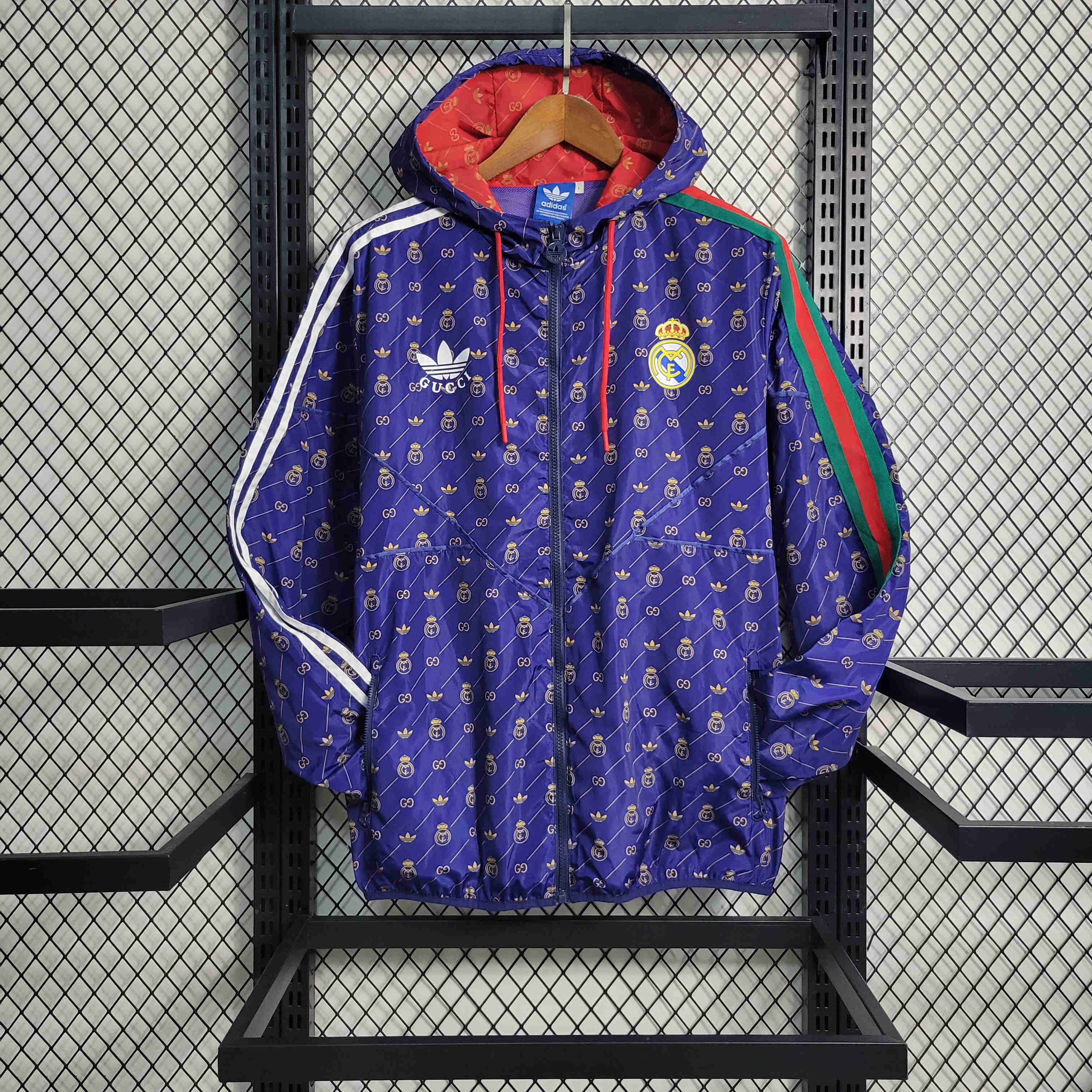 23-24 Real Madrid x GUCCI Navy Windbreaker - ManixJersey