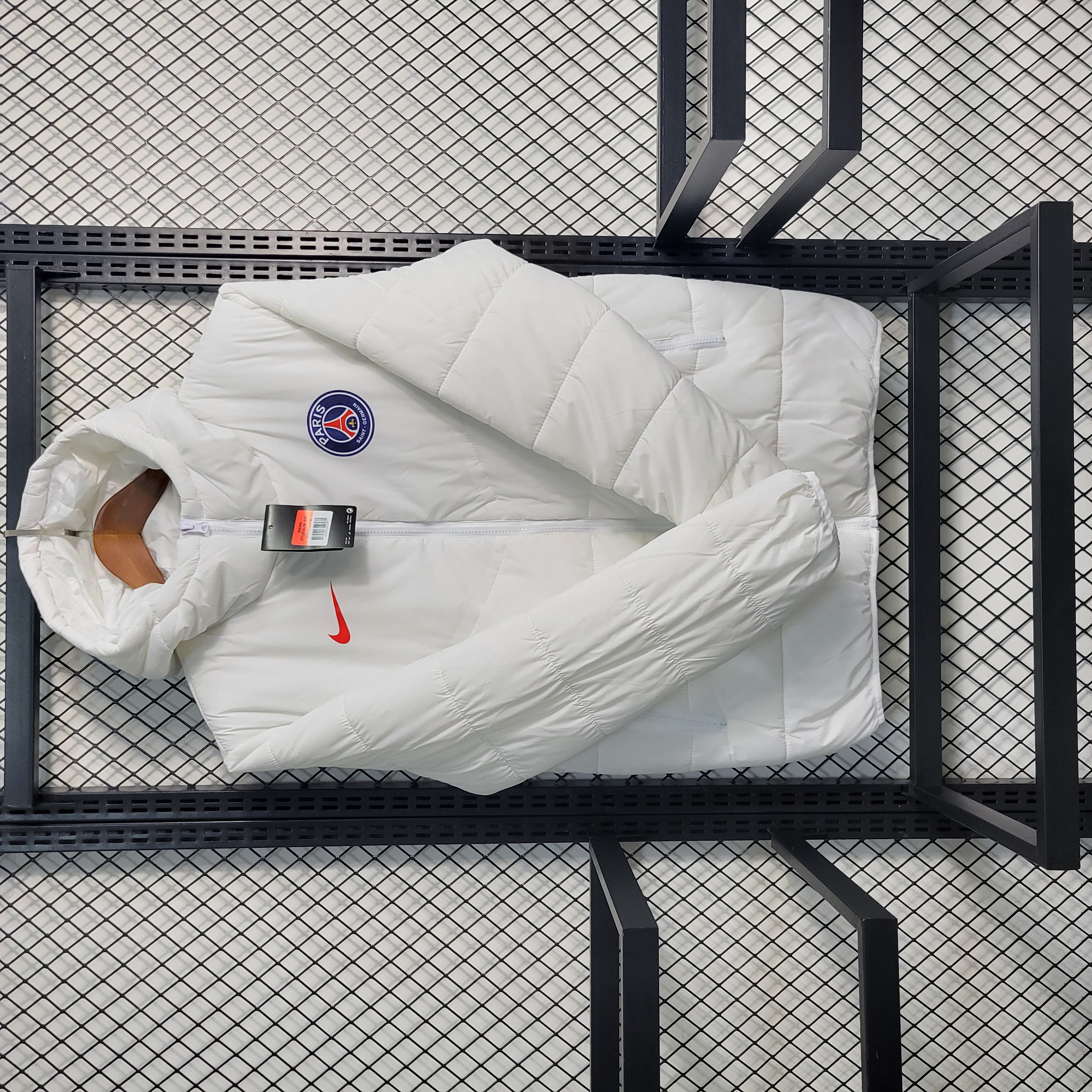 Paris Saint-Germain PSG 23-24 Men's Hooded Thermal Cotton Jacket - White - ManixJersey