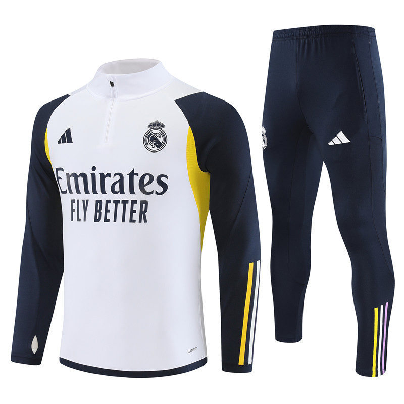 Real Madrid 23-24 Kids Long Sleeve Training Set White - ManixJersey